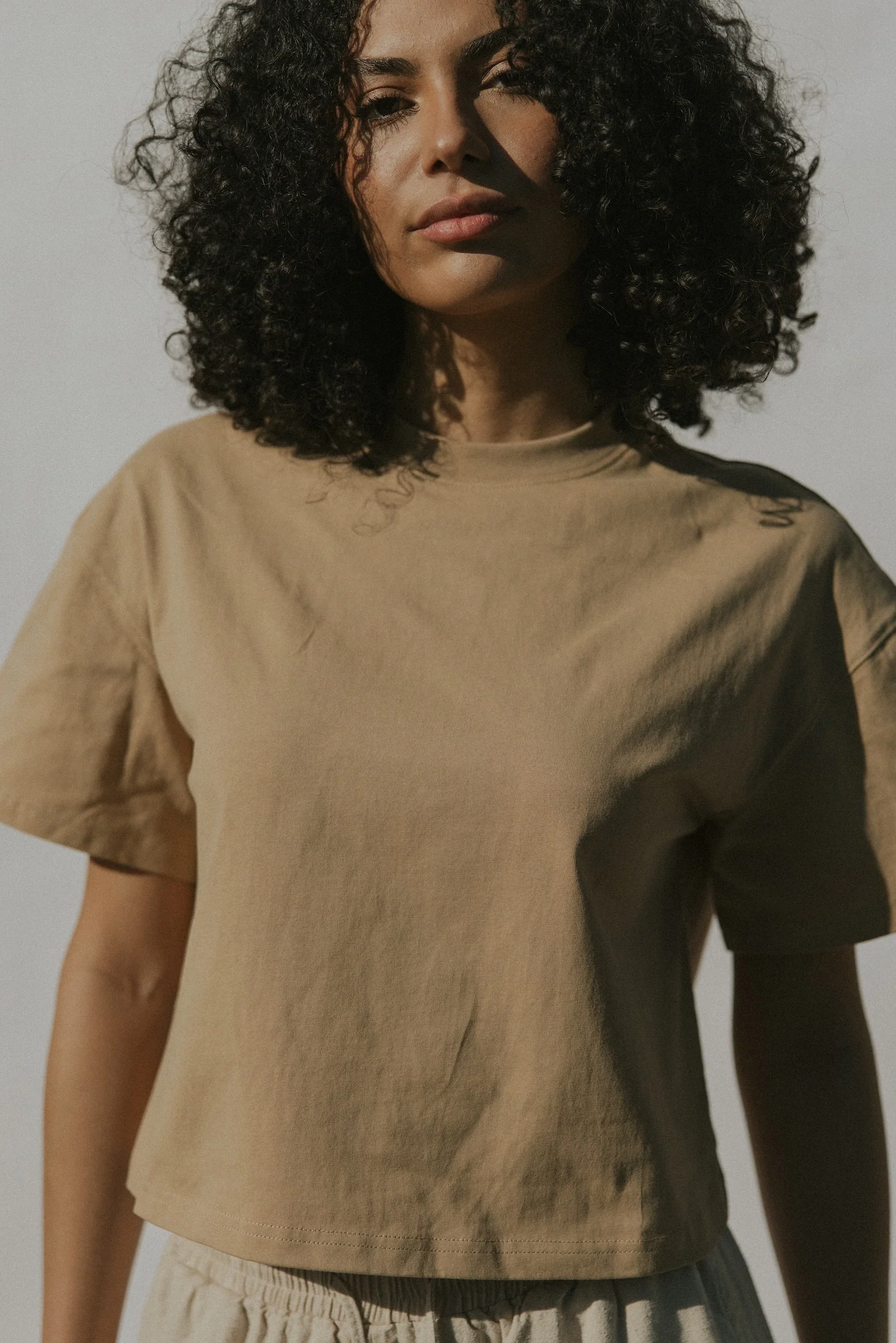 Essential Cotton Boxy Tee | Acid Wash Camel - Image 3