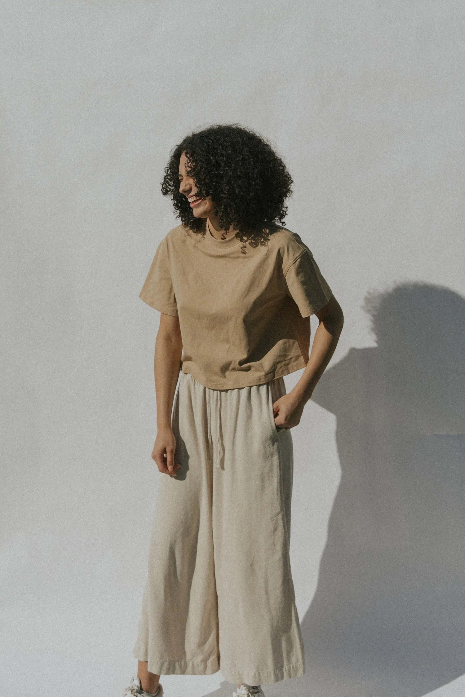 Essential Cotton Boxy Tee | Acid Wash Camel - Image 4