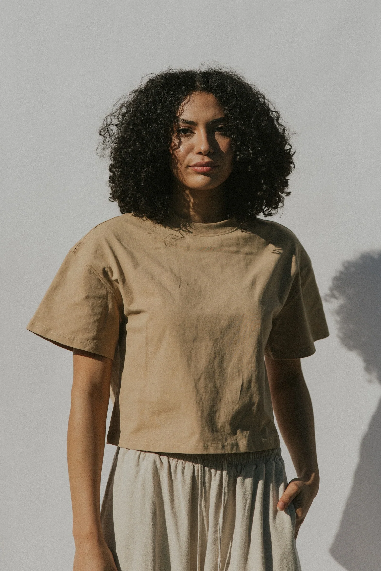 Essential Cotton Boxy Tee | Acid Wash Camel - Image 5