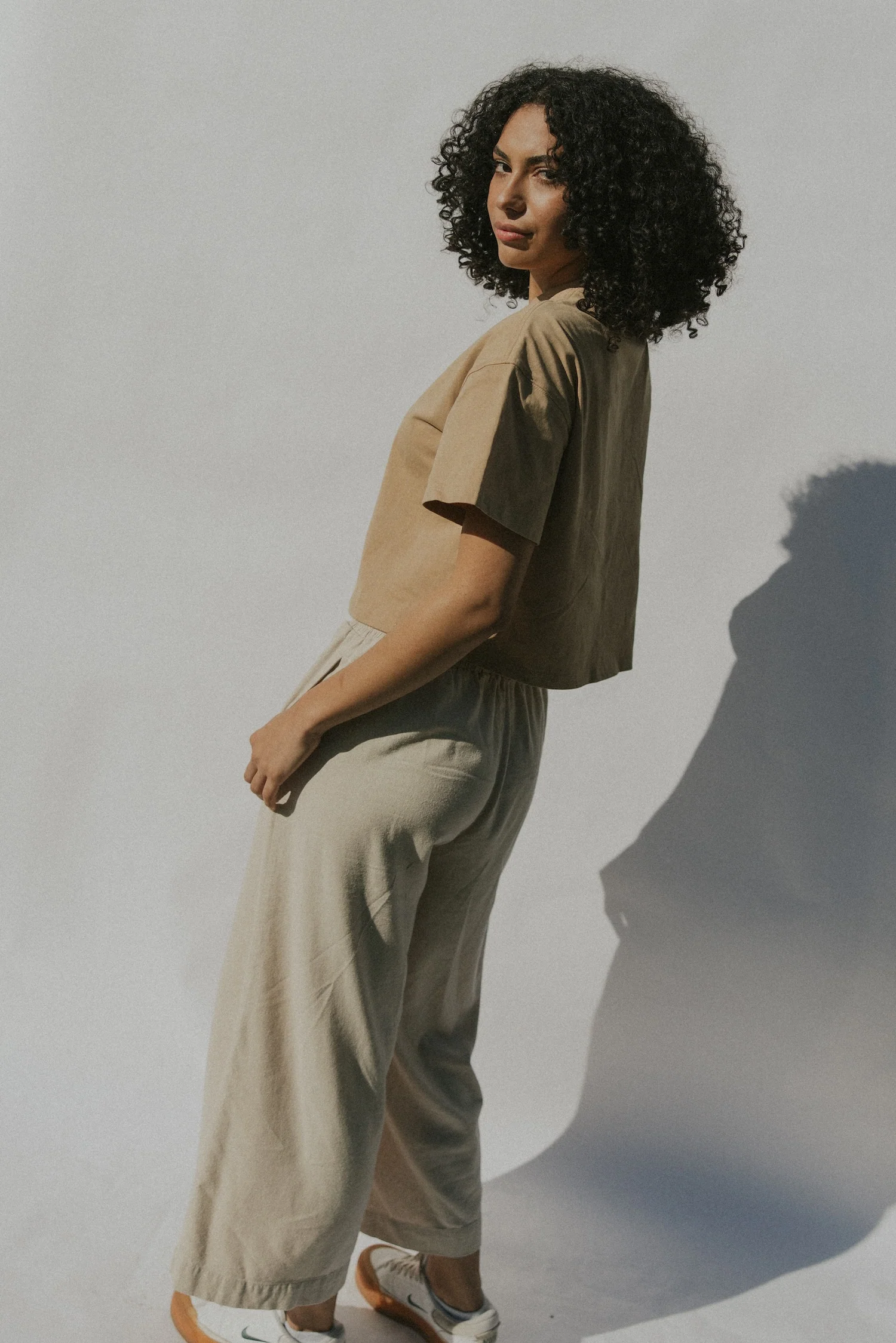 Essential Cotton Boxy Tee | Acid Wash Camel - Image 7
