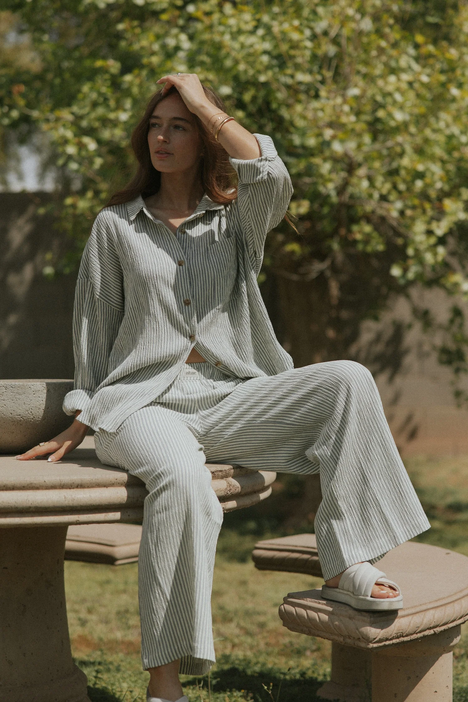 Hampton Pant in Azul | Women's Pinstripe Pants - Image 7