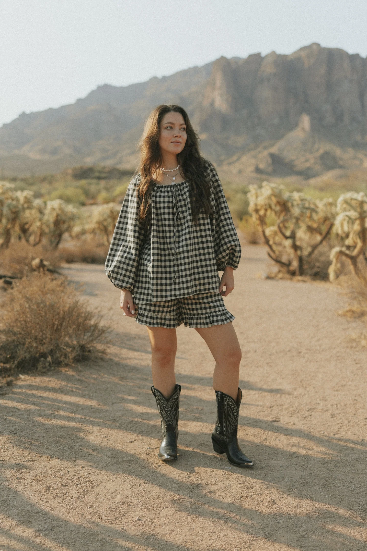 Ida Shorts in Charcoal | Gingham Shorts - Image 3