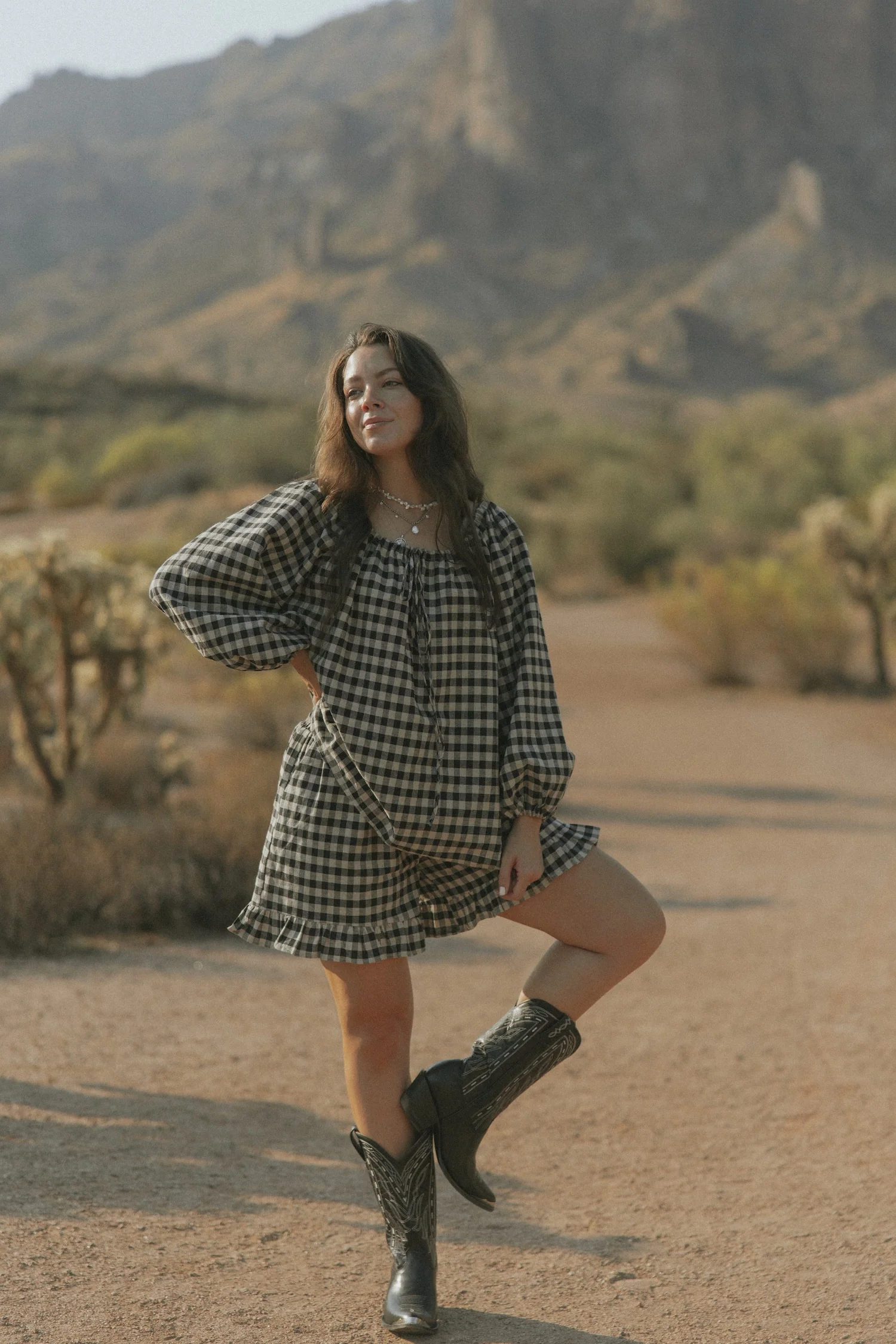 Ida Shorts in Charcoal | Gingham Shorts - Image 4