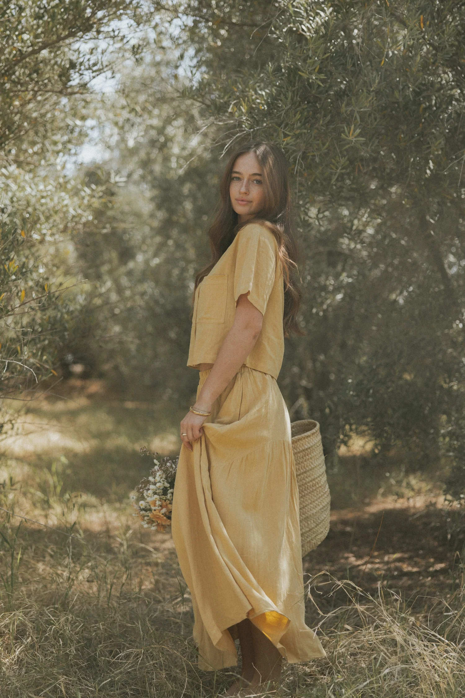 Isla Skirt in Honey | Linen Maxi Skirt - Image 6