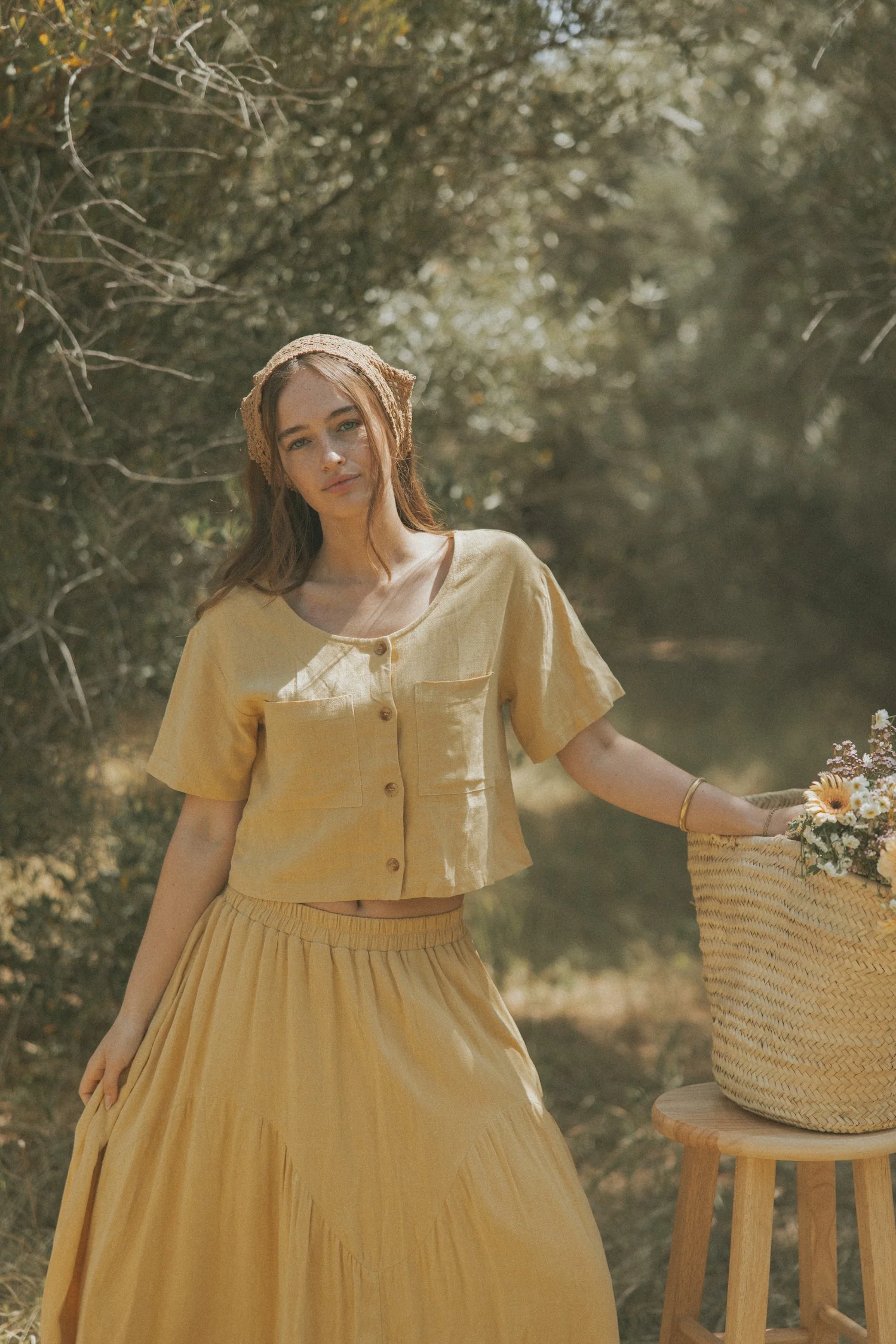 Isla Top in Honey | Linen Short Sleeve Blouse - Image 3