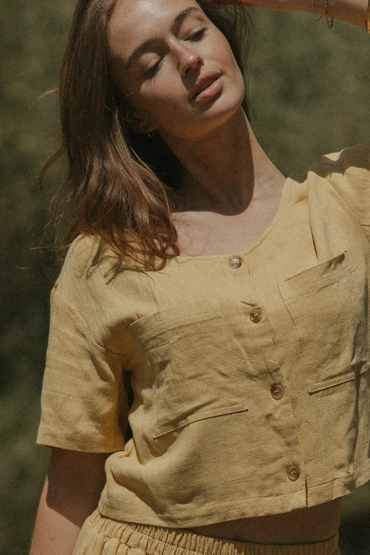 Isla Top in Honey | Linen Short Sleeve Blouse - Image 5