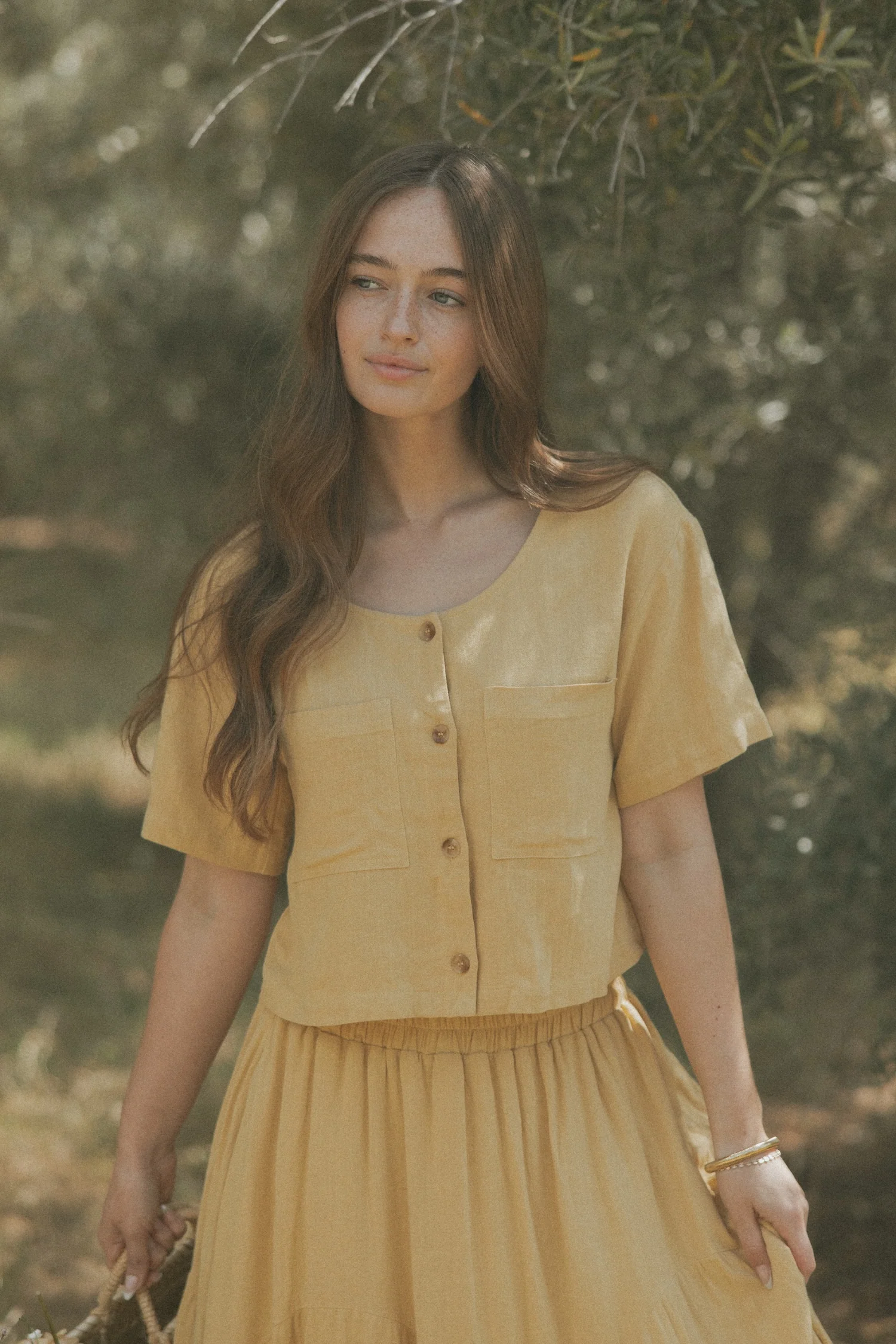 Isla Top in Honey | Linen Short Sleeve Blouse - Image 6