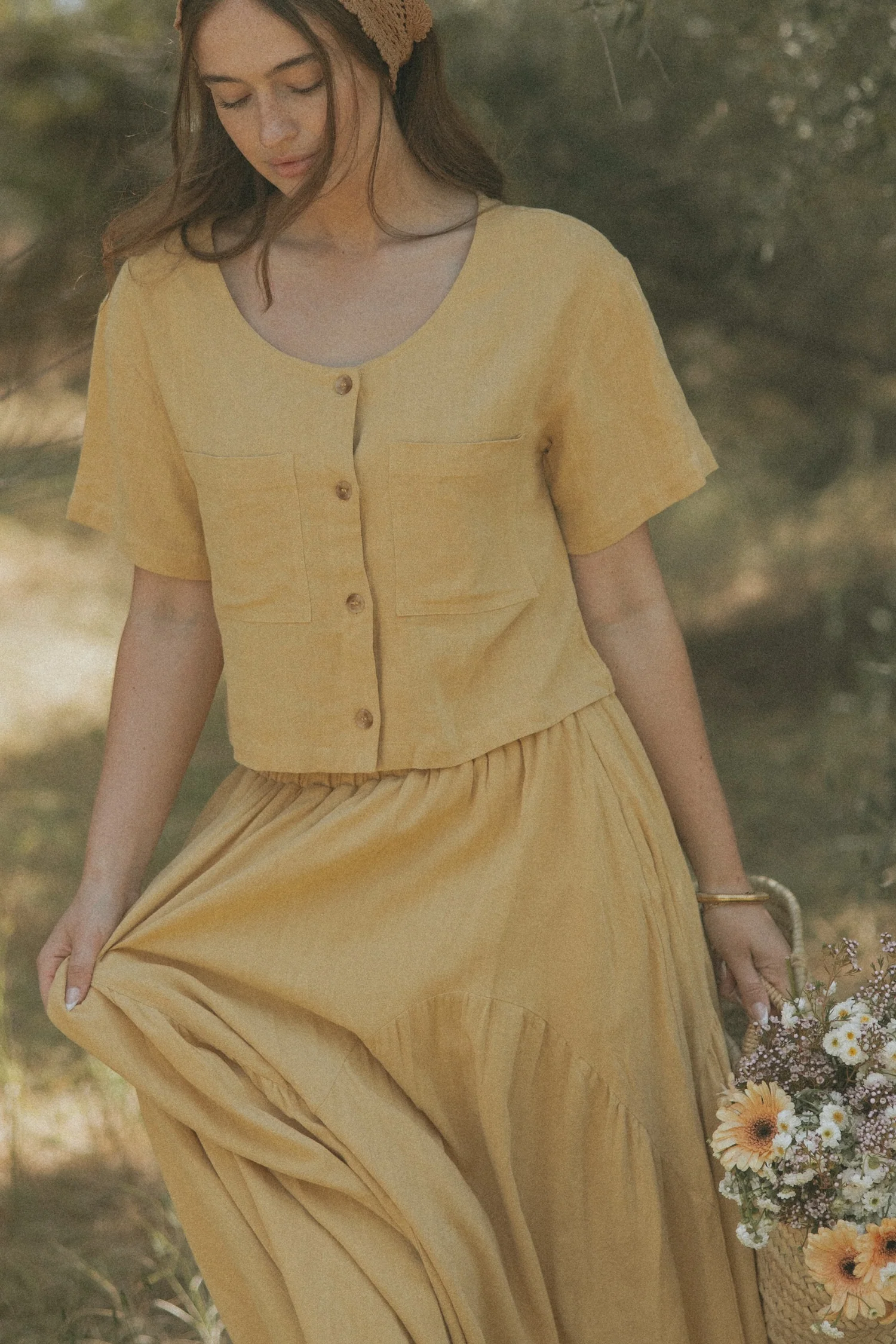 Isla Top in Honey | Linen Short Sleeve Blouse - Image 8