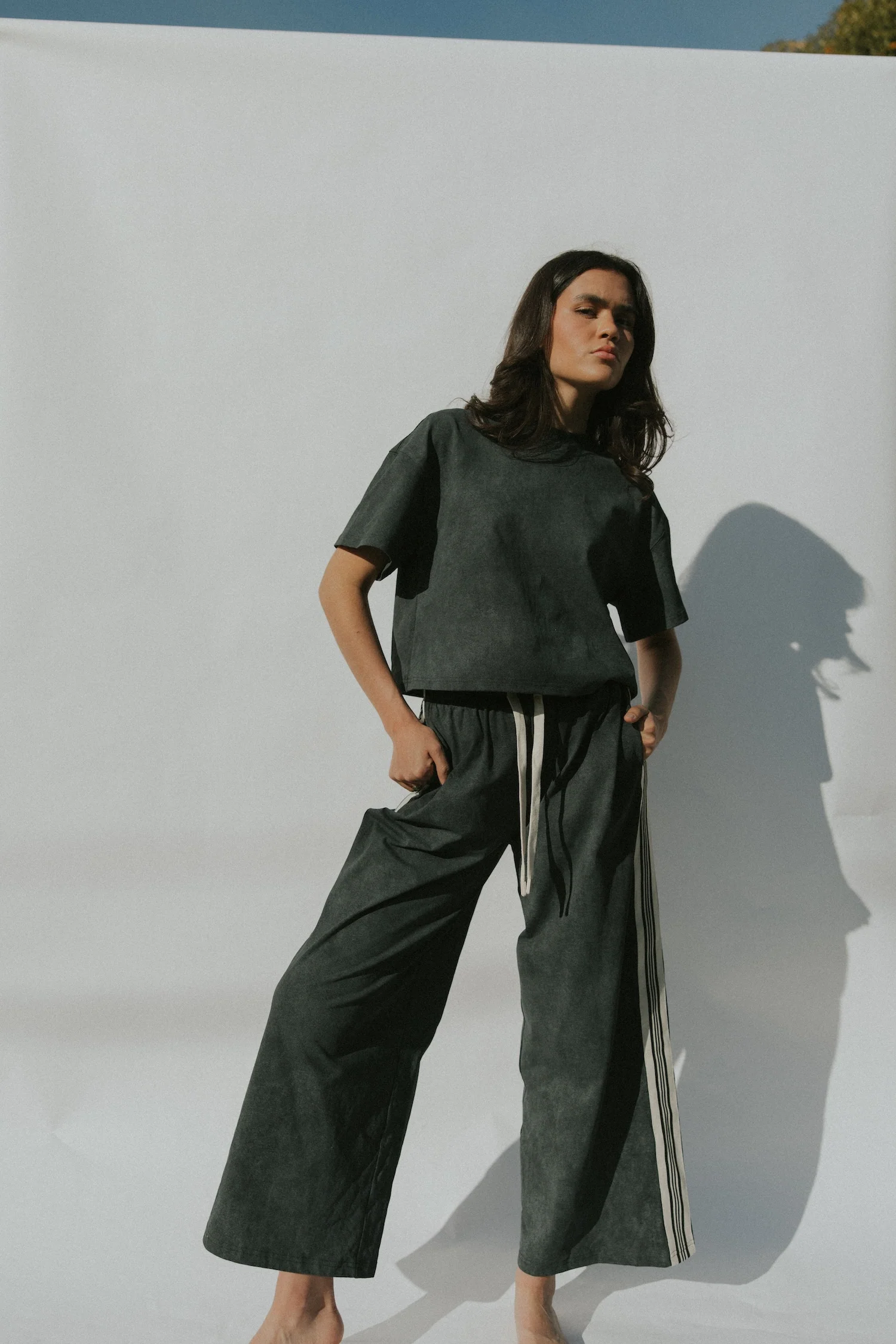 Kate Cotton Track Pant | Acid Wash Black - Image 3