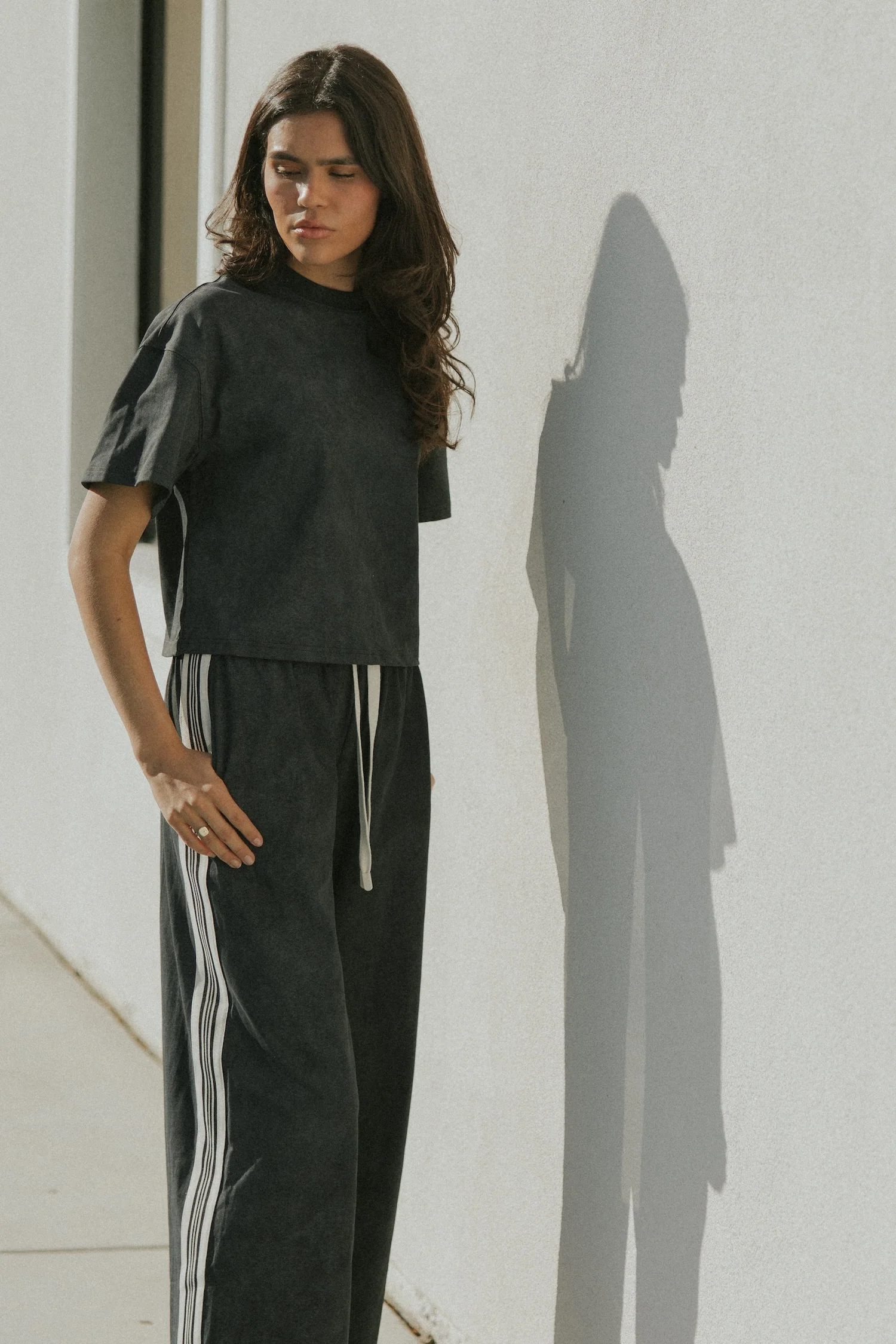 Kate Cotton Track Pant | Acid Wash Black - Image 6