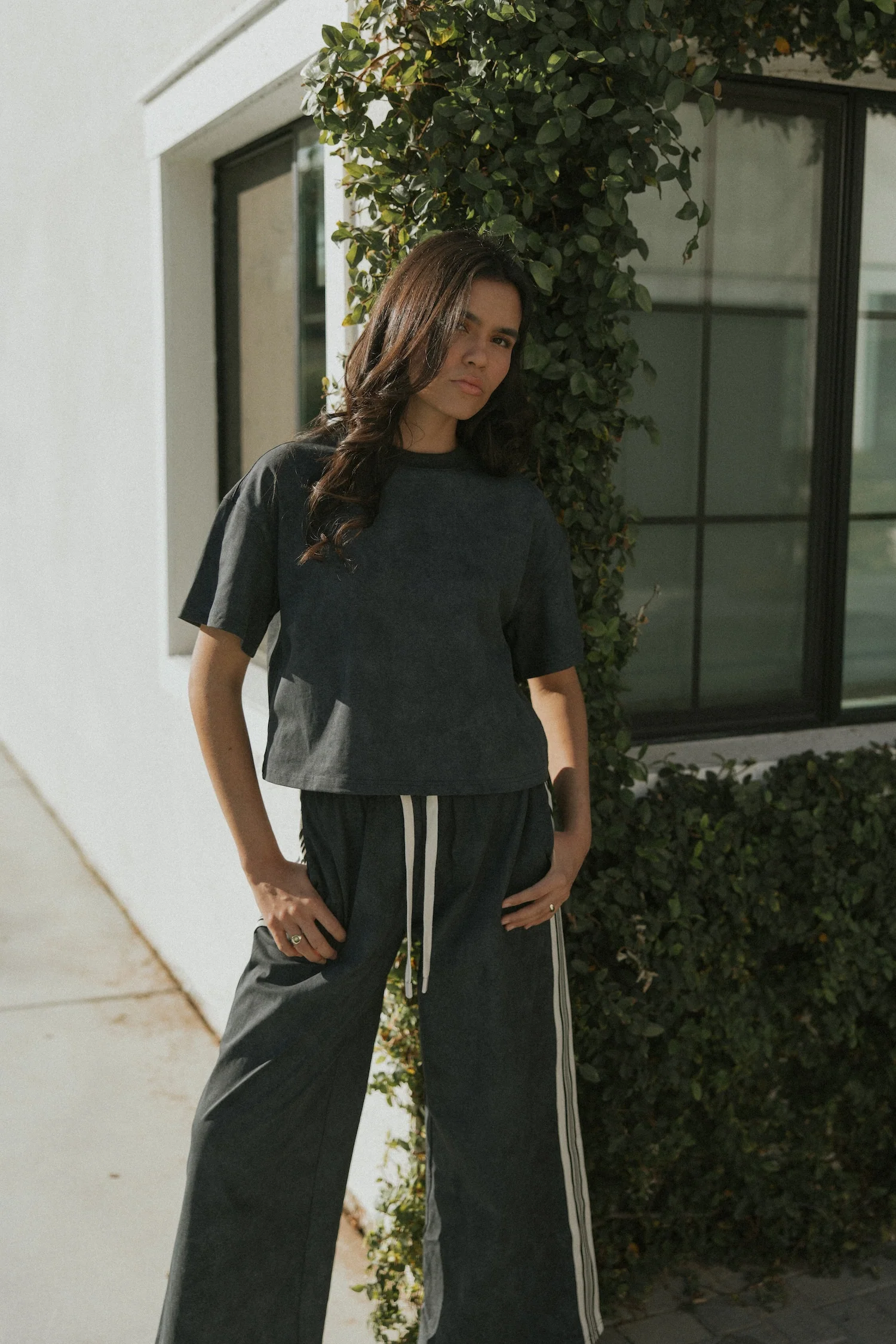 Kate Cotton Track Pant | Acid Wash Black - Image 8