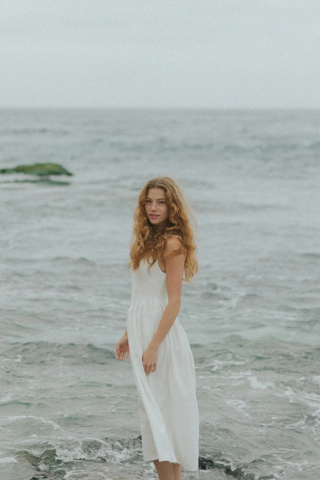 Mara Dress in White | Ruched White Full Length Dress - Image 6