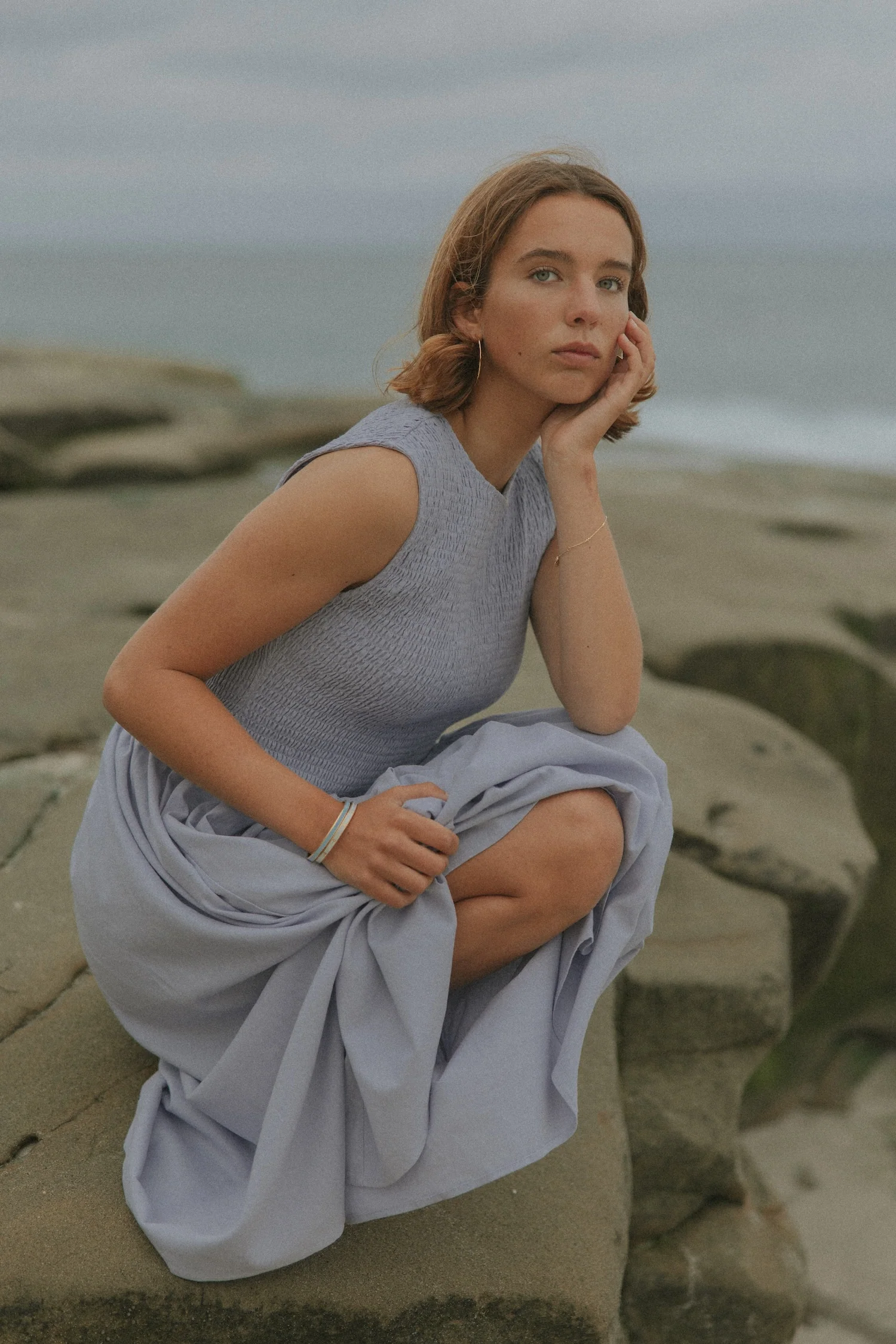 Mara Dress in Periwinkle | Lavender Ruched Full Length Dress - Image 3