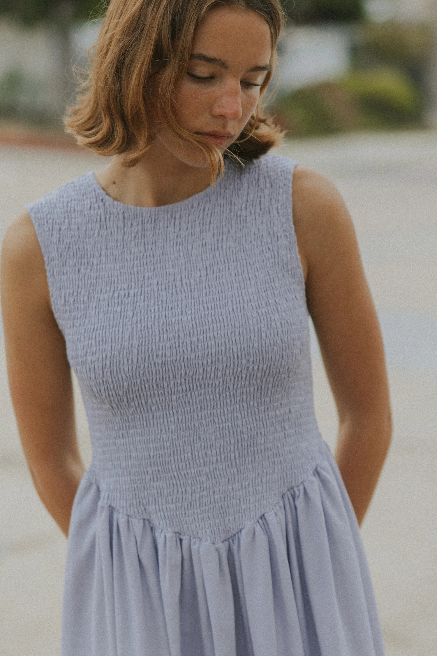 Mara Dress in Periwinkle | Lavender Ruched Full Length Dress - Image 6