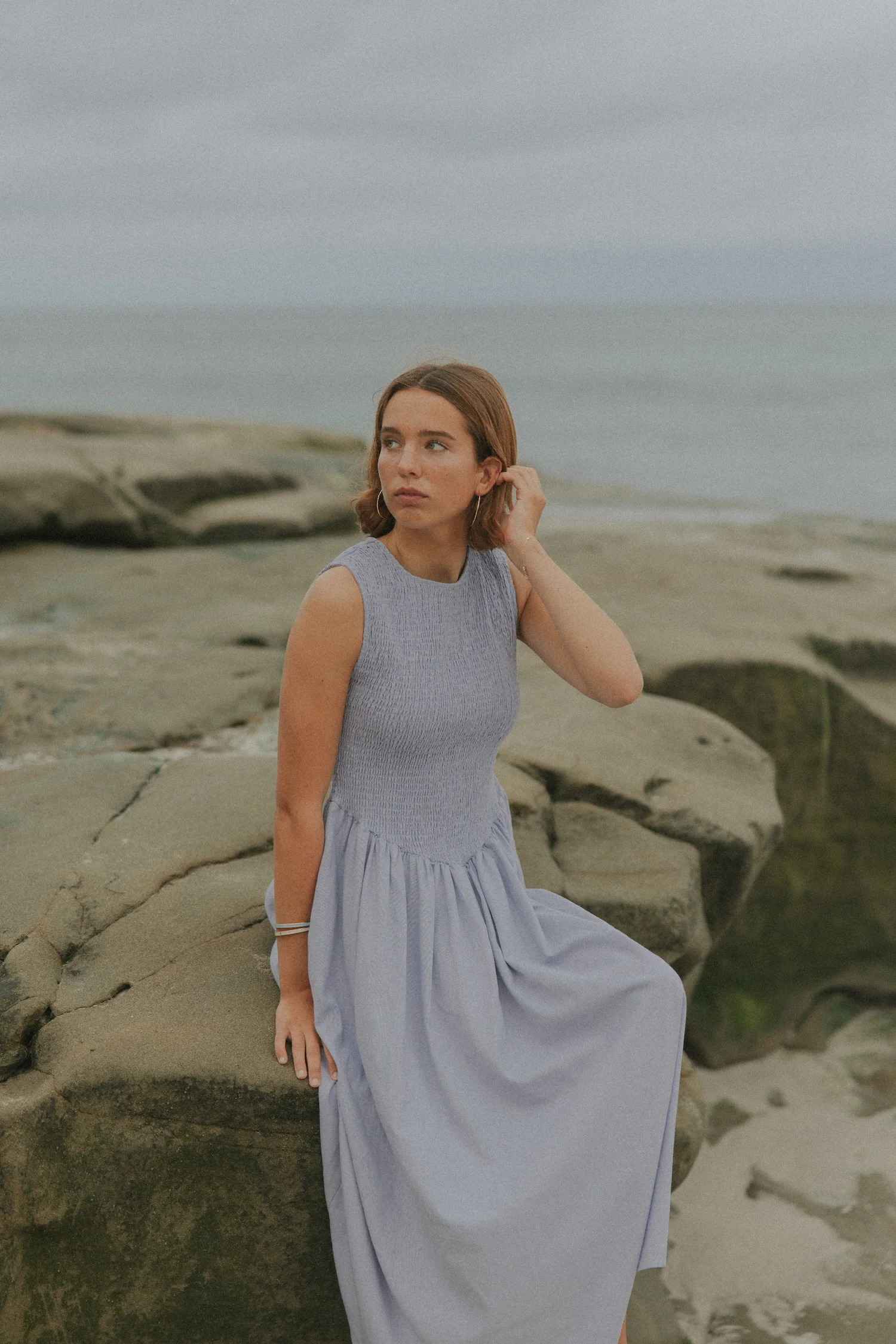 Mara Dress in Periwinkle | Lavender Ruched Full Length Dress - Image 7