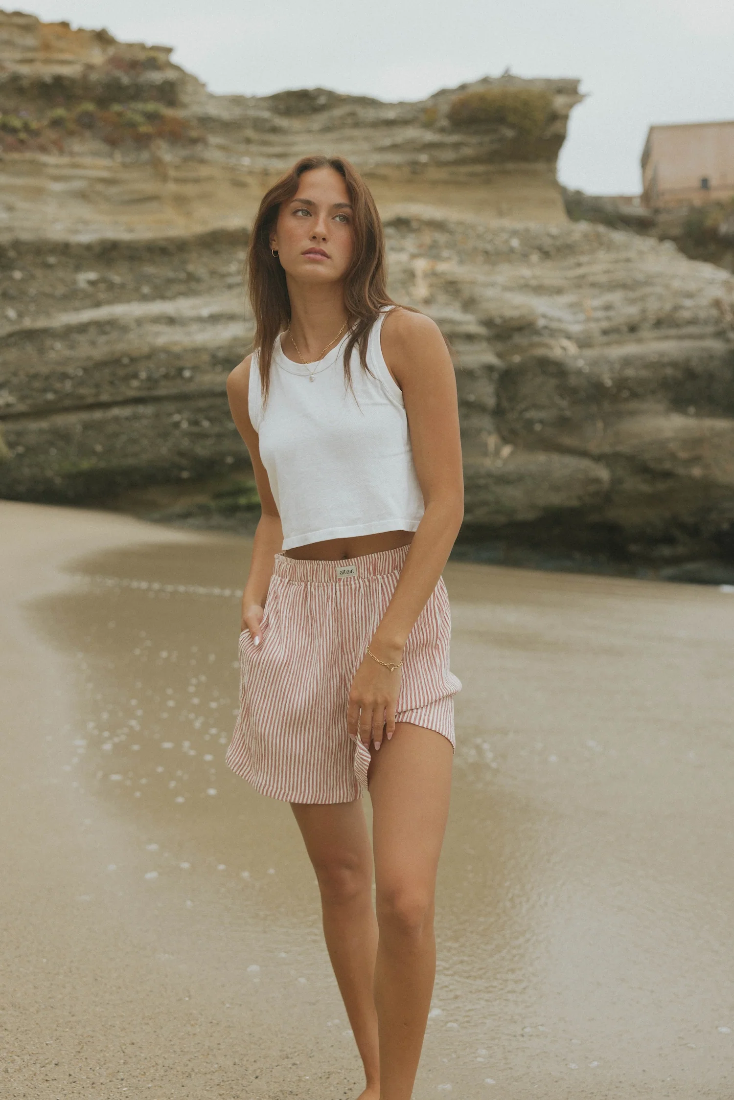Hampton Shorts in Strawberry | Women's Red Striped Boxer Shorts - Image 3