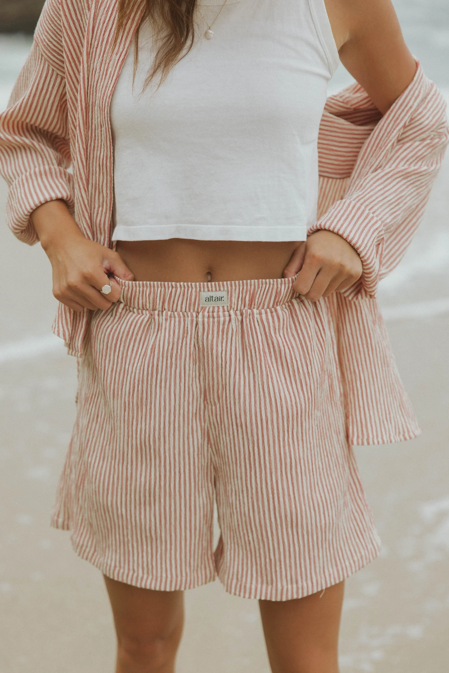Hampton Shorts in Strawberry | Women's Red Striped Boxer Shorts - Image 4