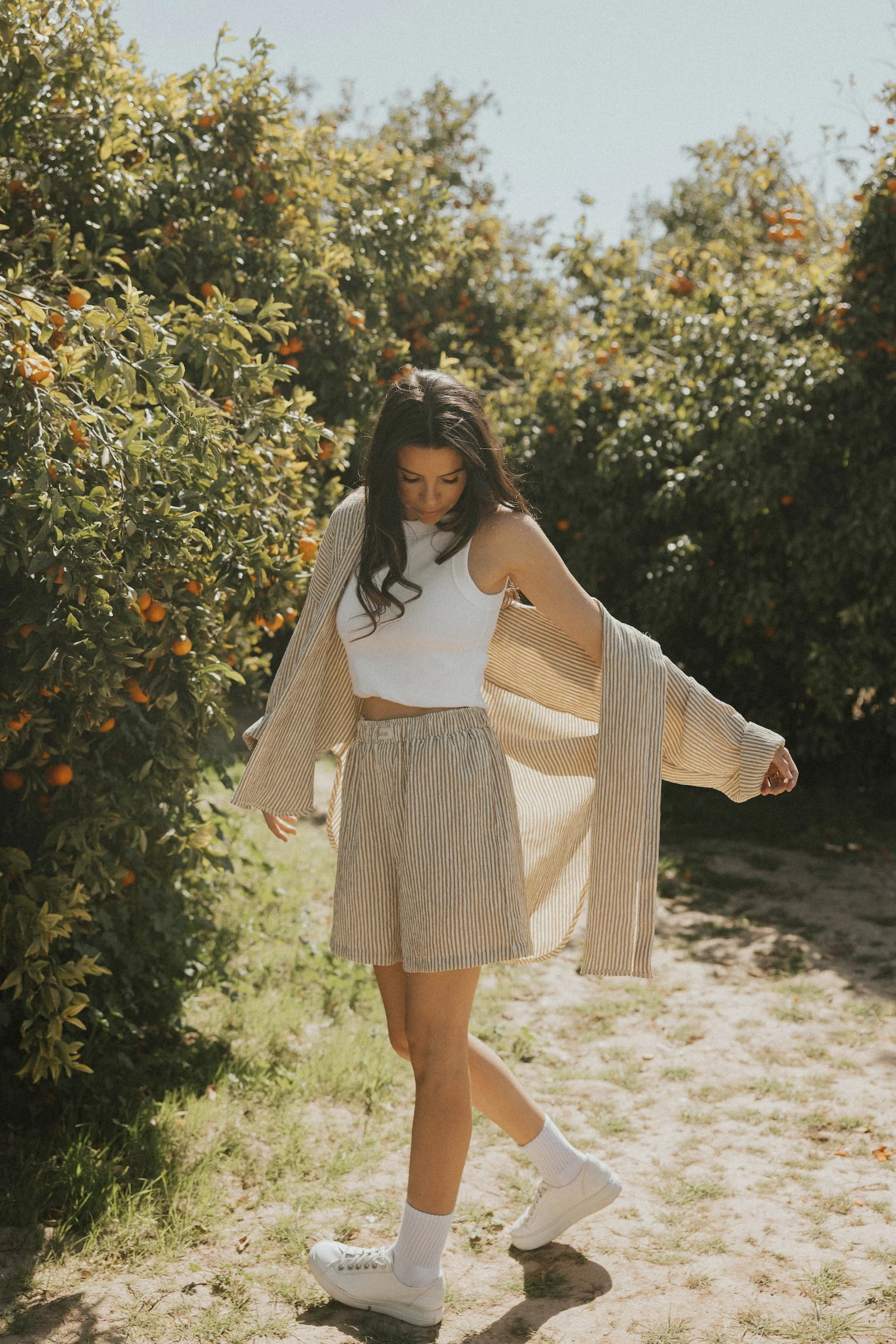 Hampton Shorts in Umber | Women's Brown Striped Boxer Shorts - Image 3