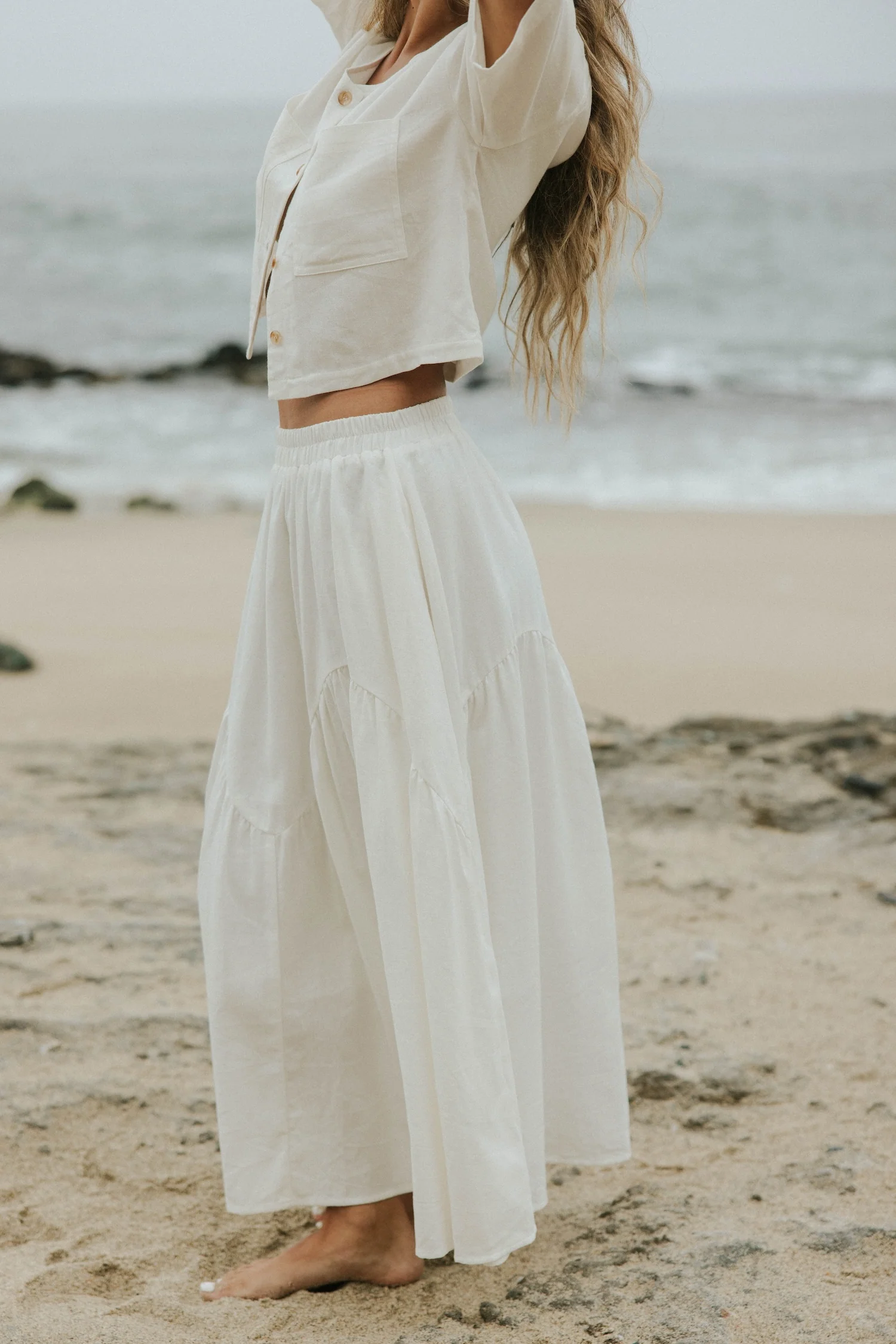 Isla Skirt in White | White Linen Maxi Skirt - Image 3