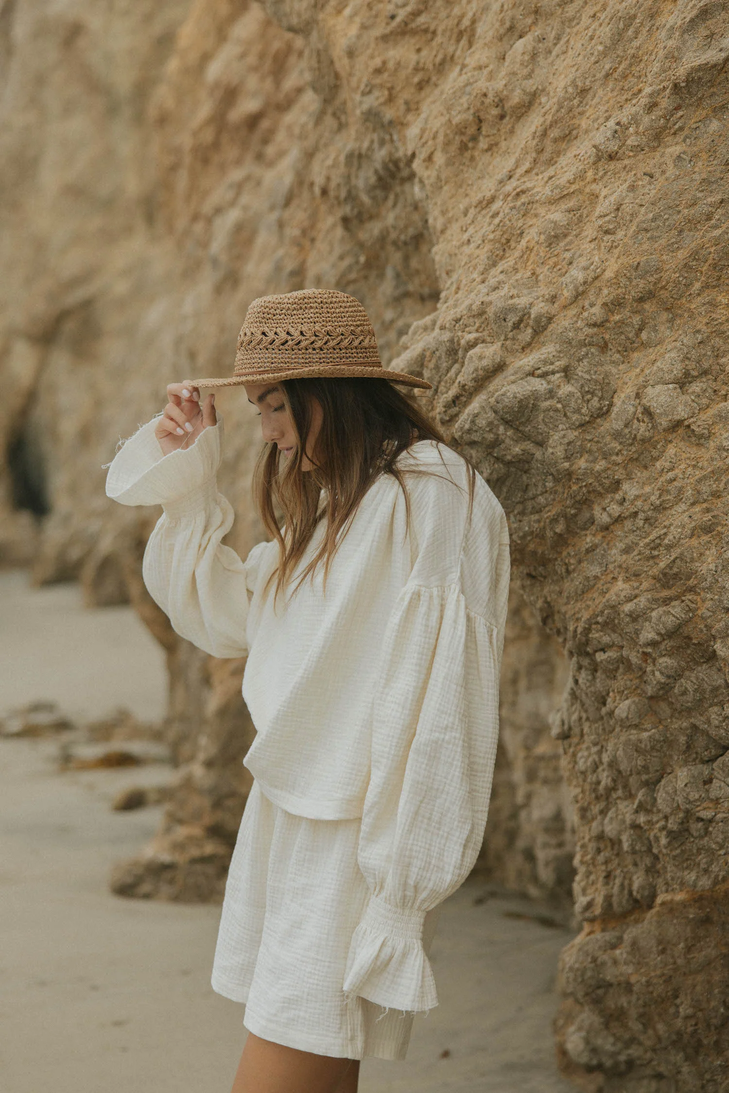 Tulum Top in Cream | White Puff Sleeve Top - Image 6