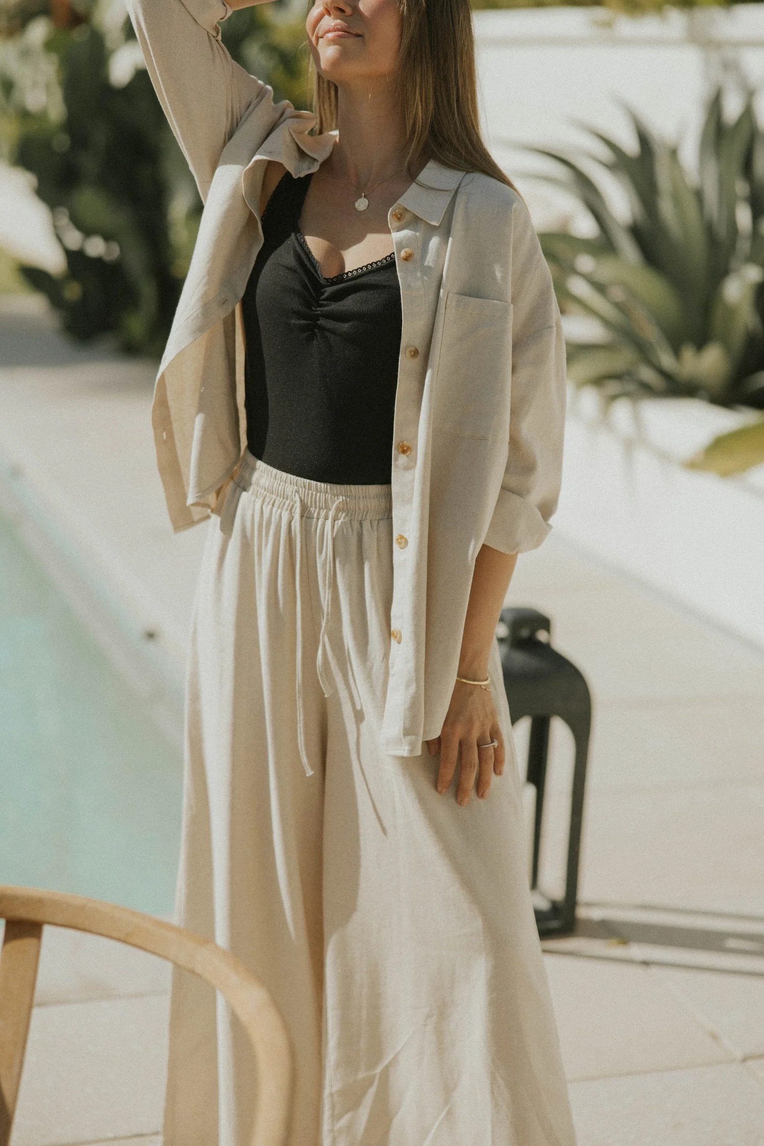 Aspen Pant in Natural | Wide Leg Linen Pants - Image 5