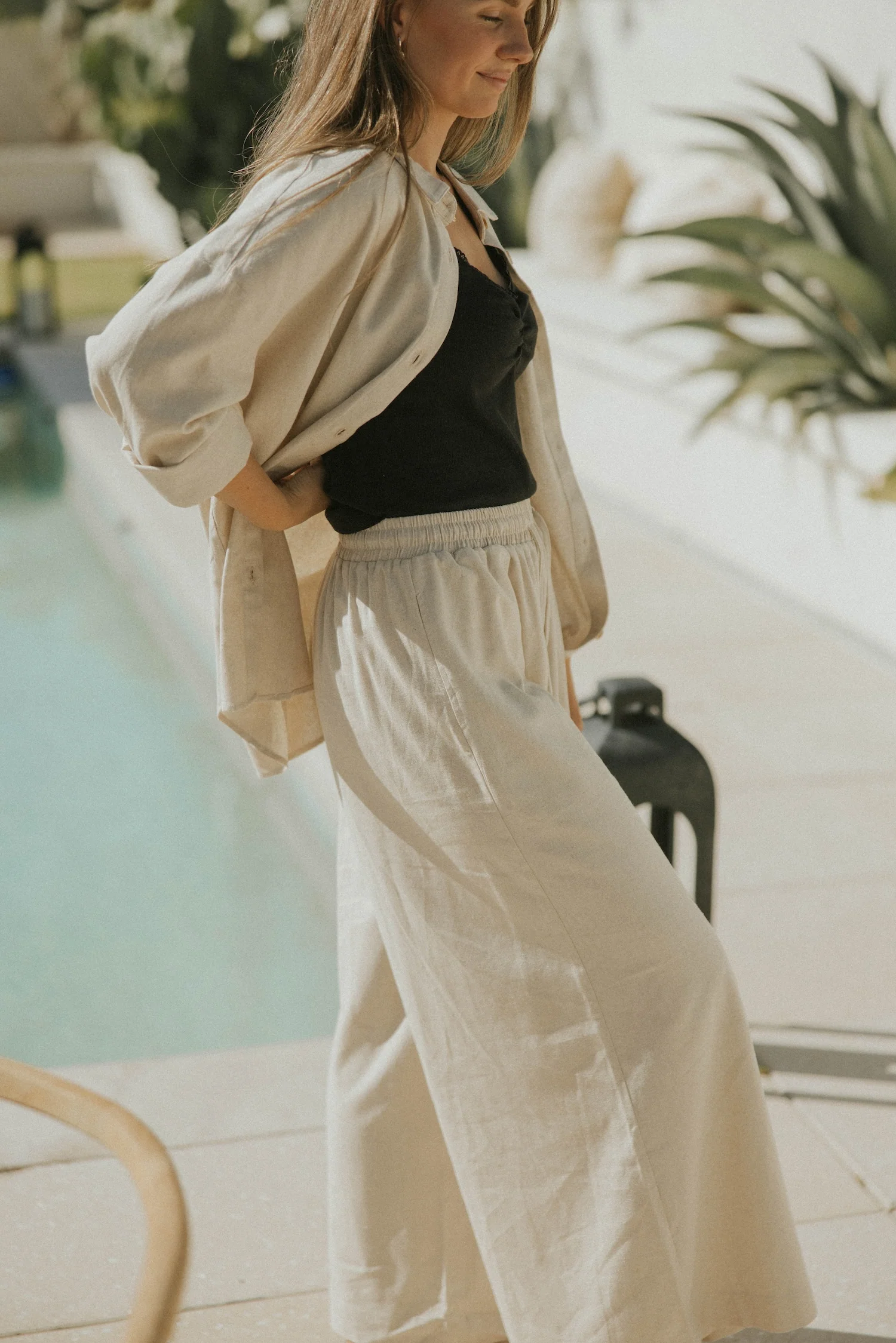 Aspen Pant in Natural | Wide Leg Linen Pants - Image 6
