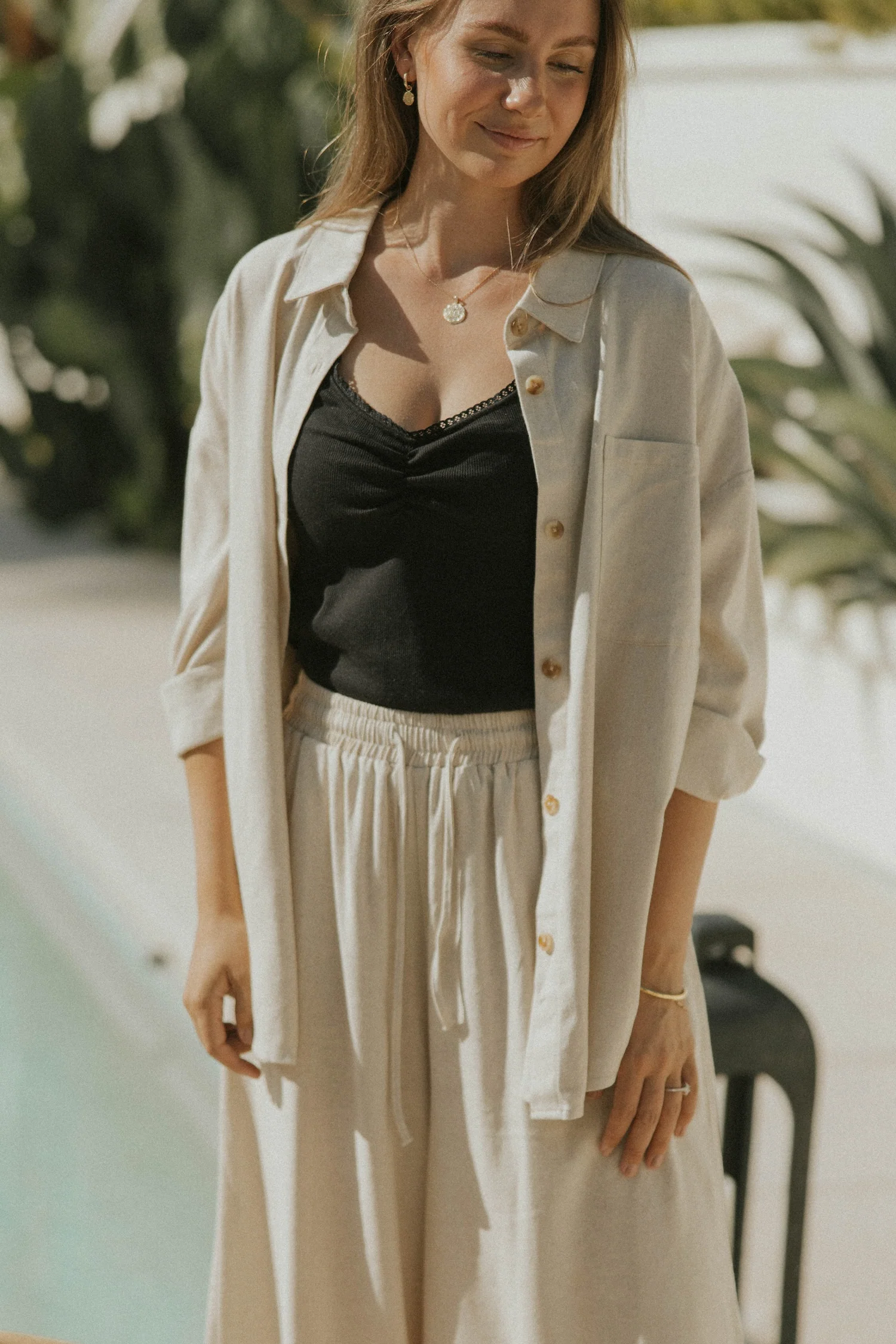 Aspen Top in Natural | Button Down Linen Top - Image 7
