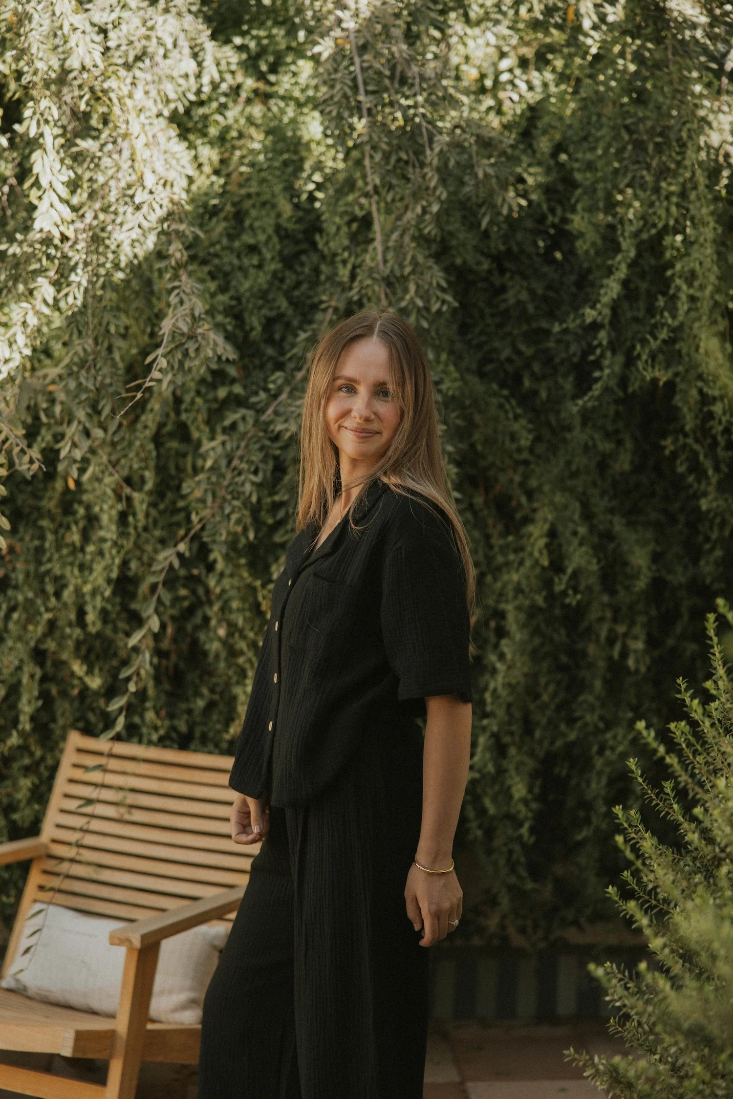Carmen Top in Black | Black Gauze Button Down Top - Image 3
