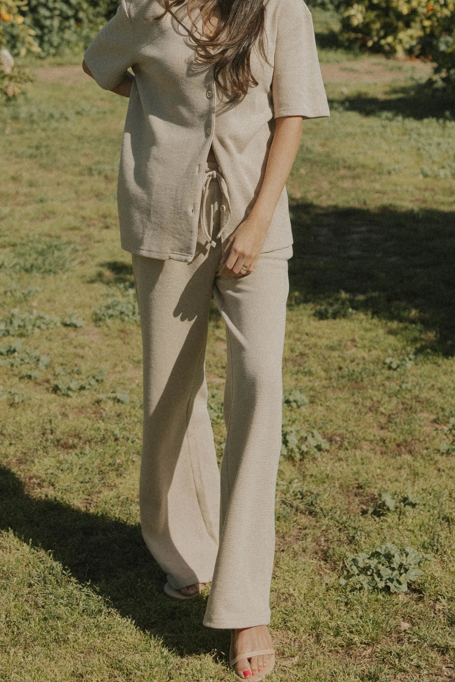 Haley Waffle Knit Fitted Pant | Almond - Image 5