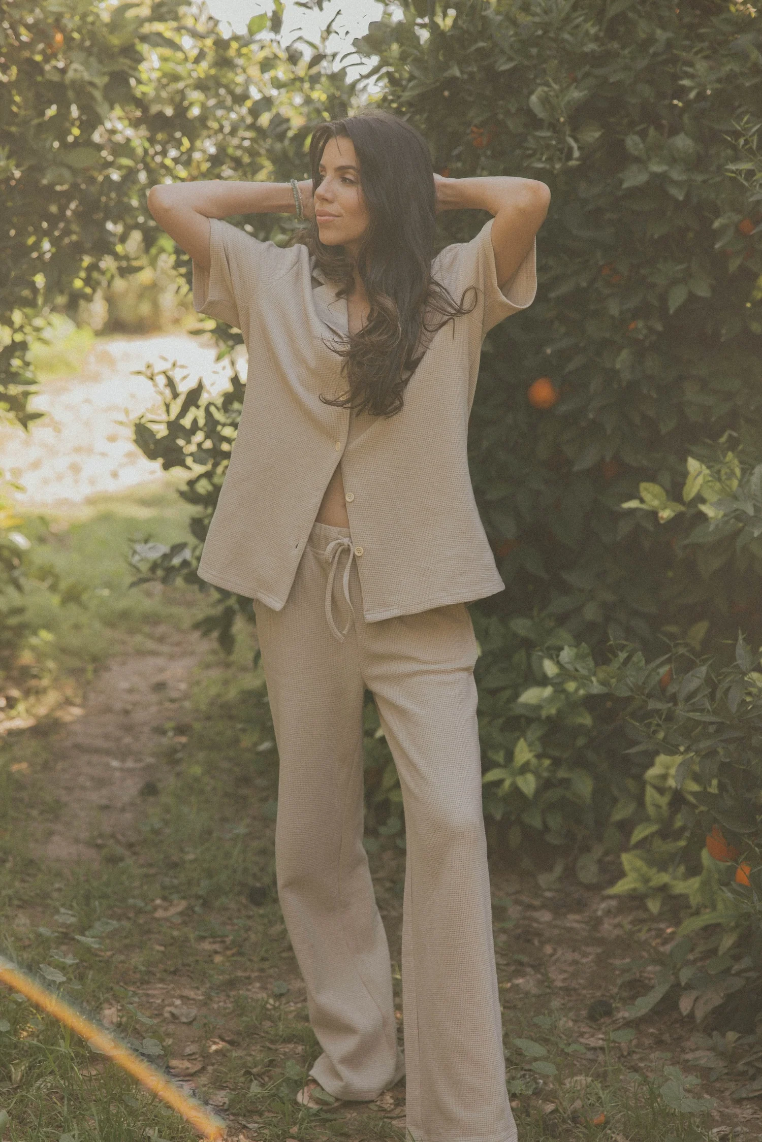 Haley Waffle Knit Fitted Pant | Almond - Image 7
