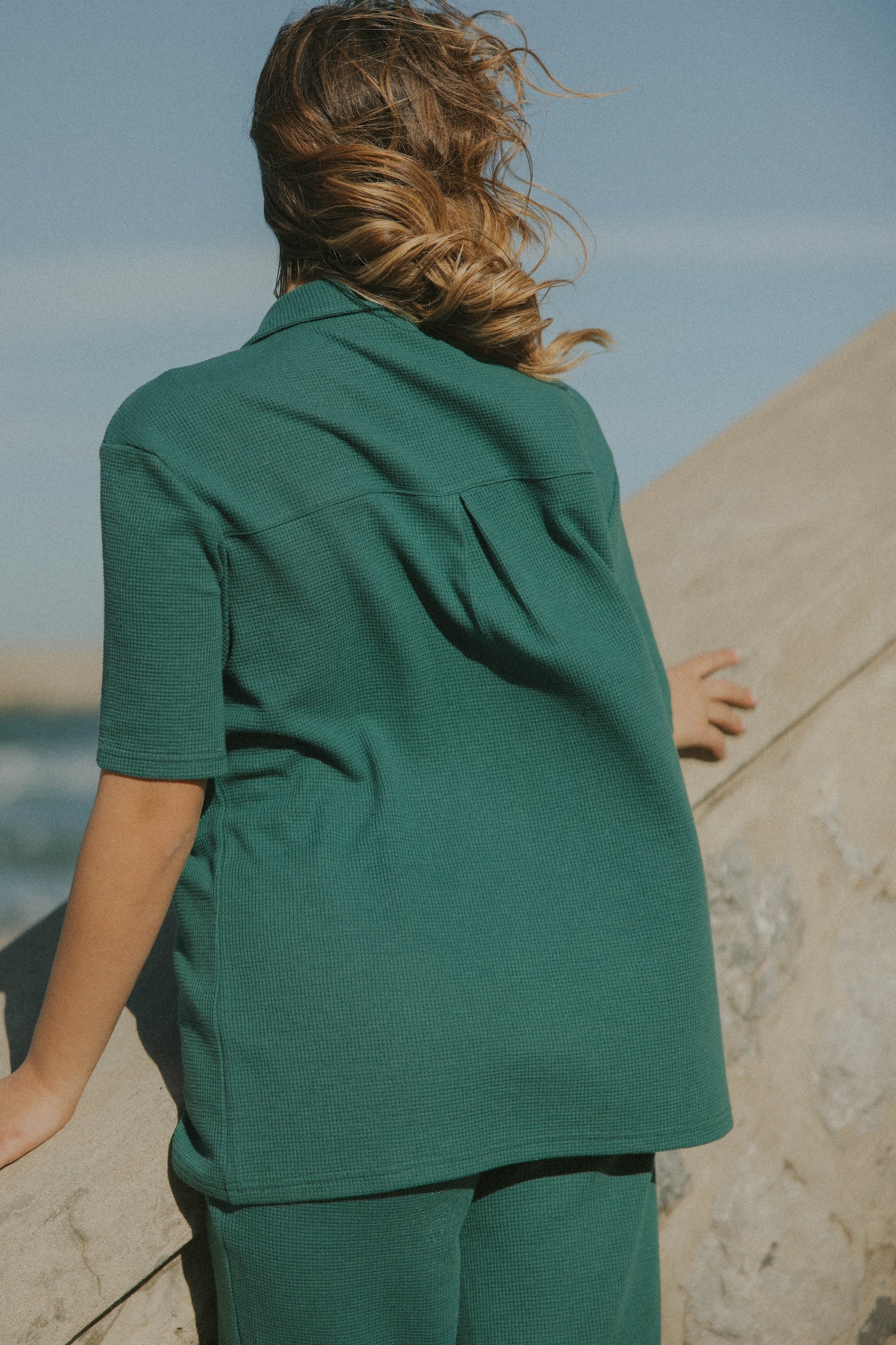 Haley Waffle Knit Button Down | Jade - Image 7