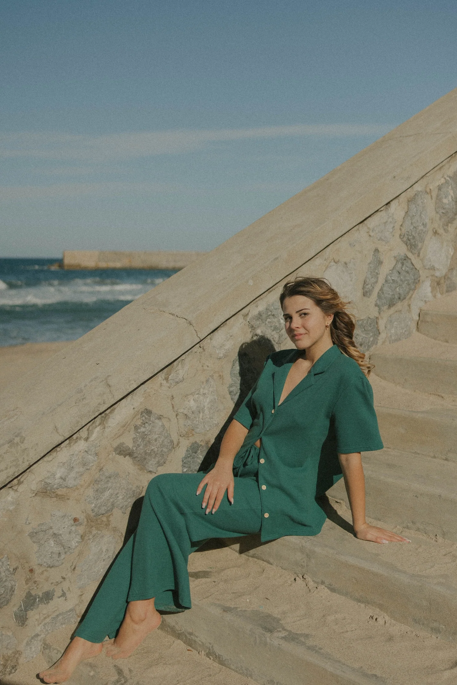 Haley Waffle Knit Button Down | Jade - Image 8