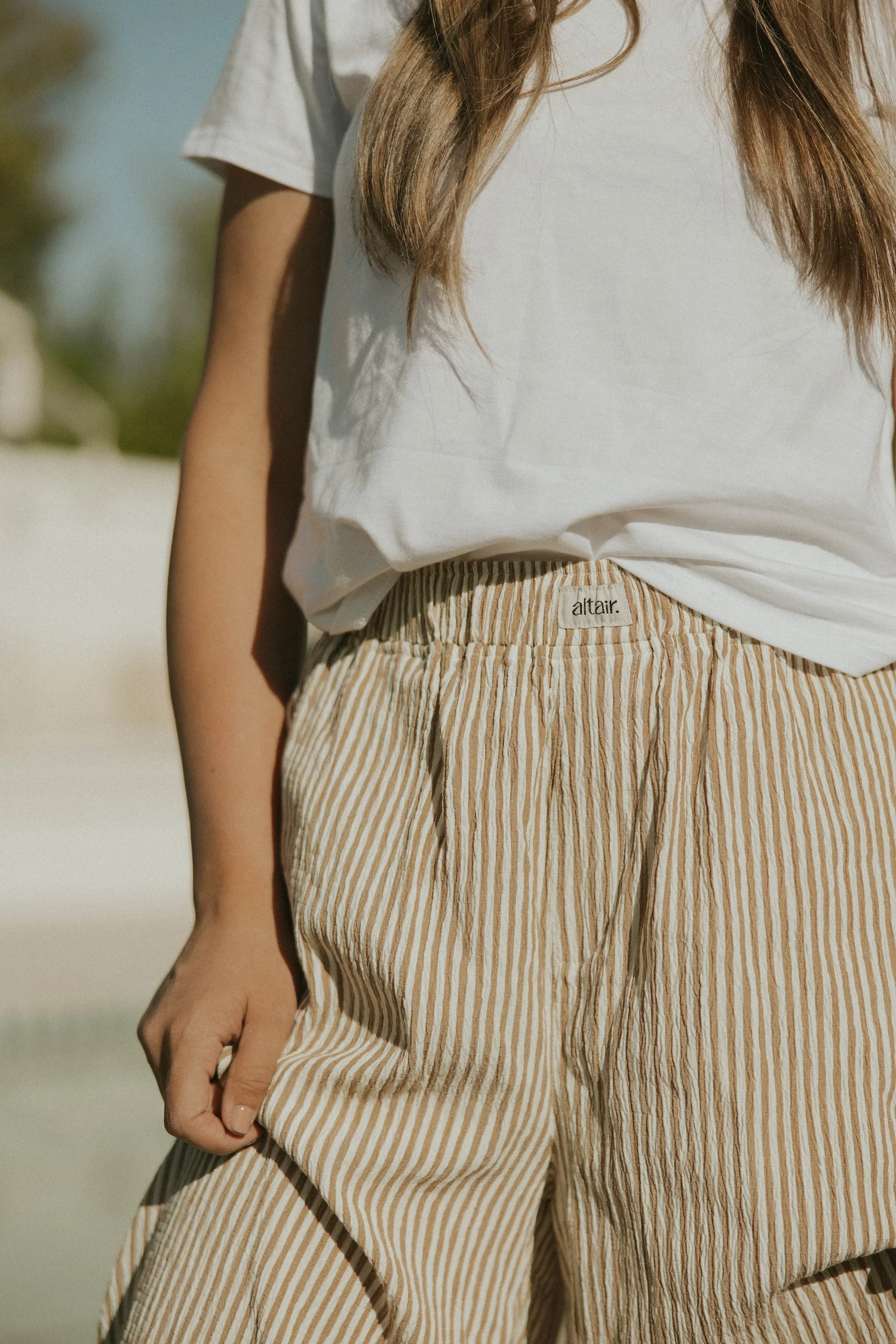Hampton Pant in Umber | Women's Pinstripe Pants - Image 3