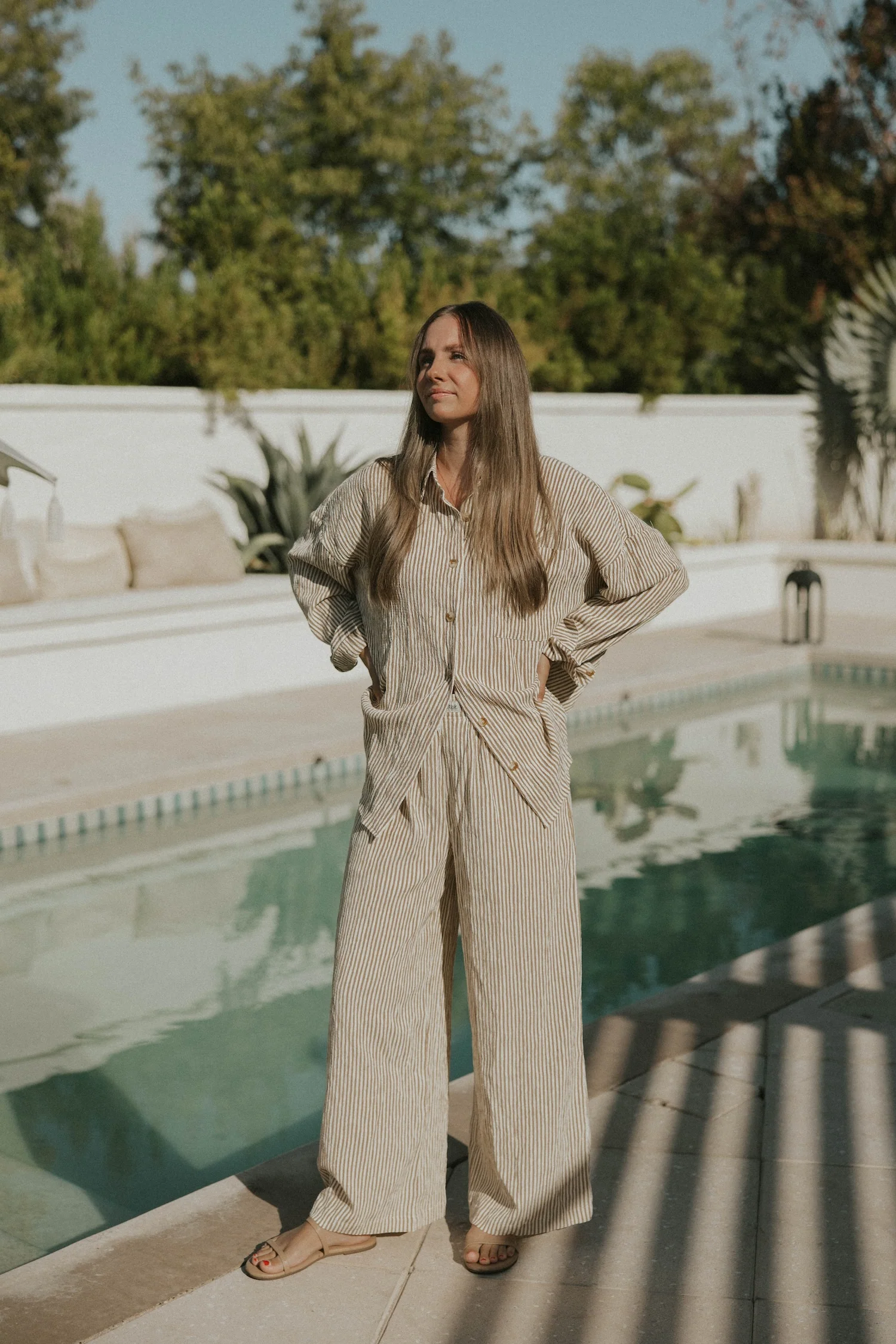 Hampton Pant in Umber | Women's Pinstripe Pants - Image 4