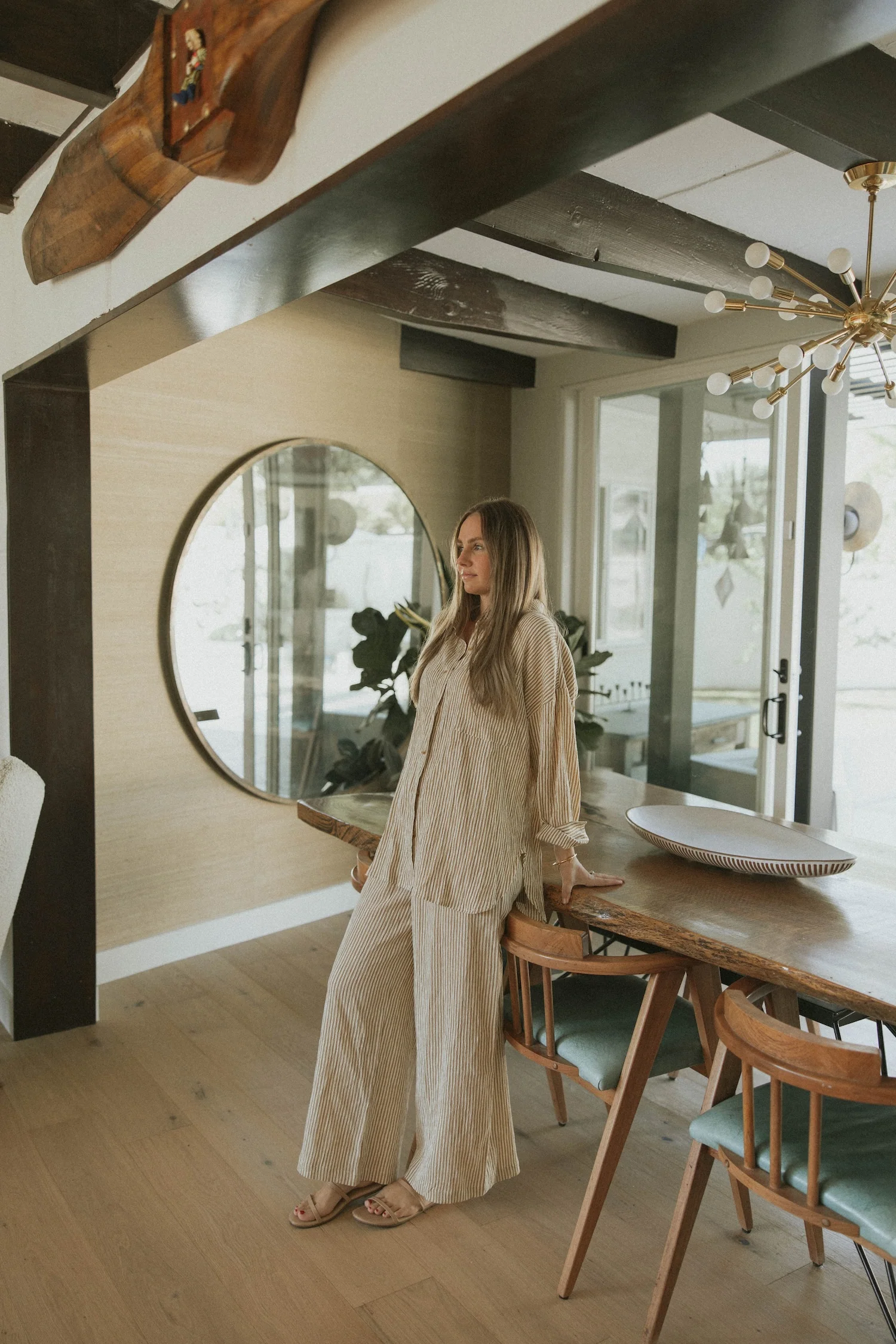 Hampton Pant in Umber | Women's Pinstripe Pants - Image 7