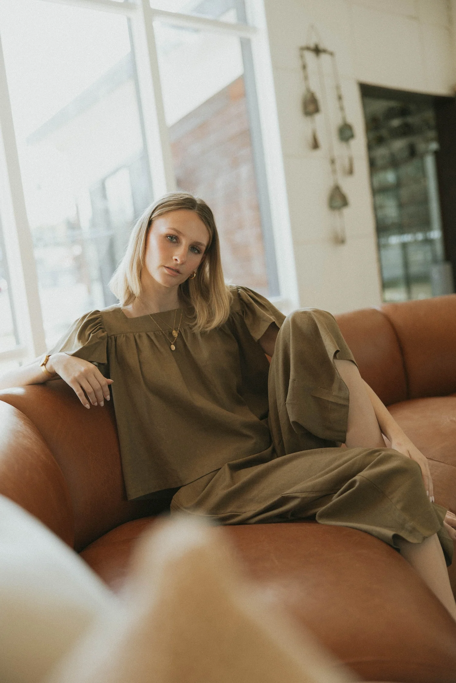 Meadow Pant in Olive | Green Wide Leg Linen Pants - Image 3