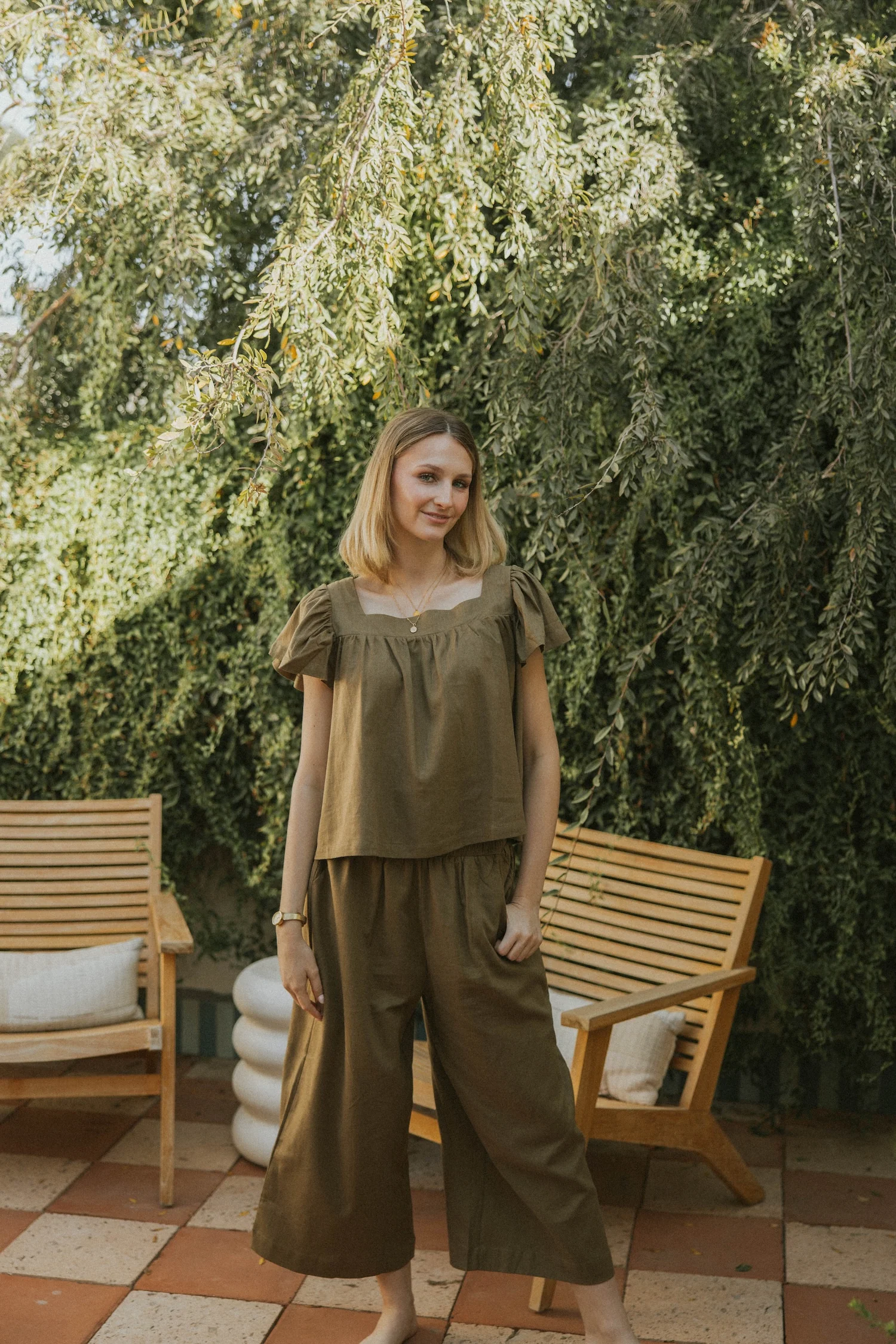 Meadow Pant in Olive | Green Wide Leg Linen Pants - Image 4