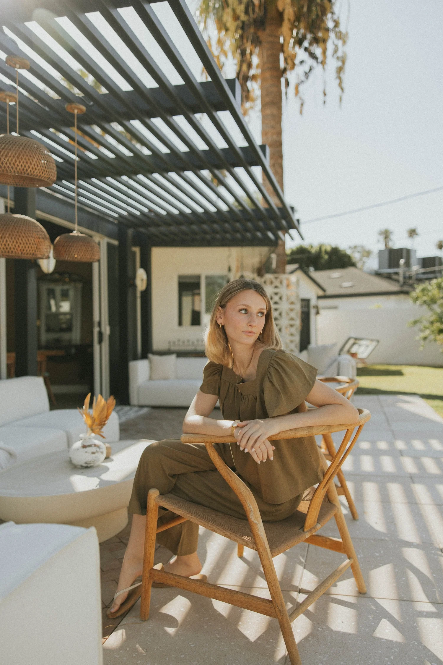 Meadow Pant in Olive | Green Wide Leg Linen Pants - Image 5