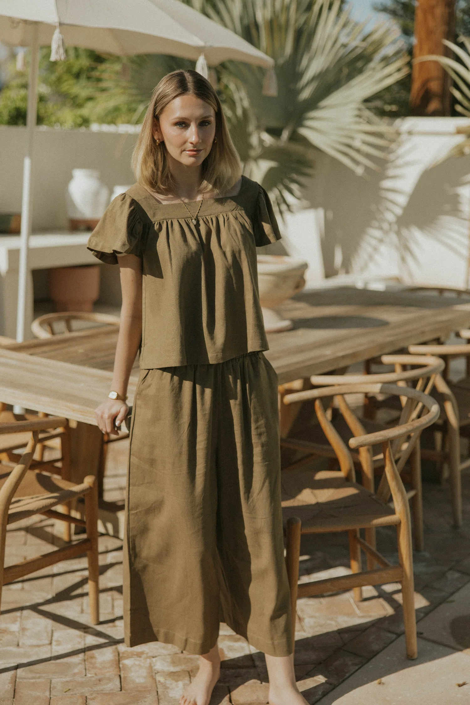 Meadow Pant in Olive | Green Wide Leg Linen Pants - Image 6