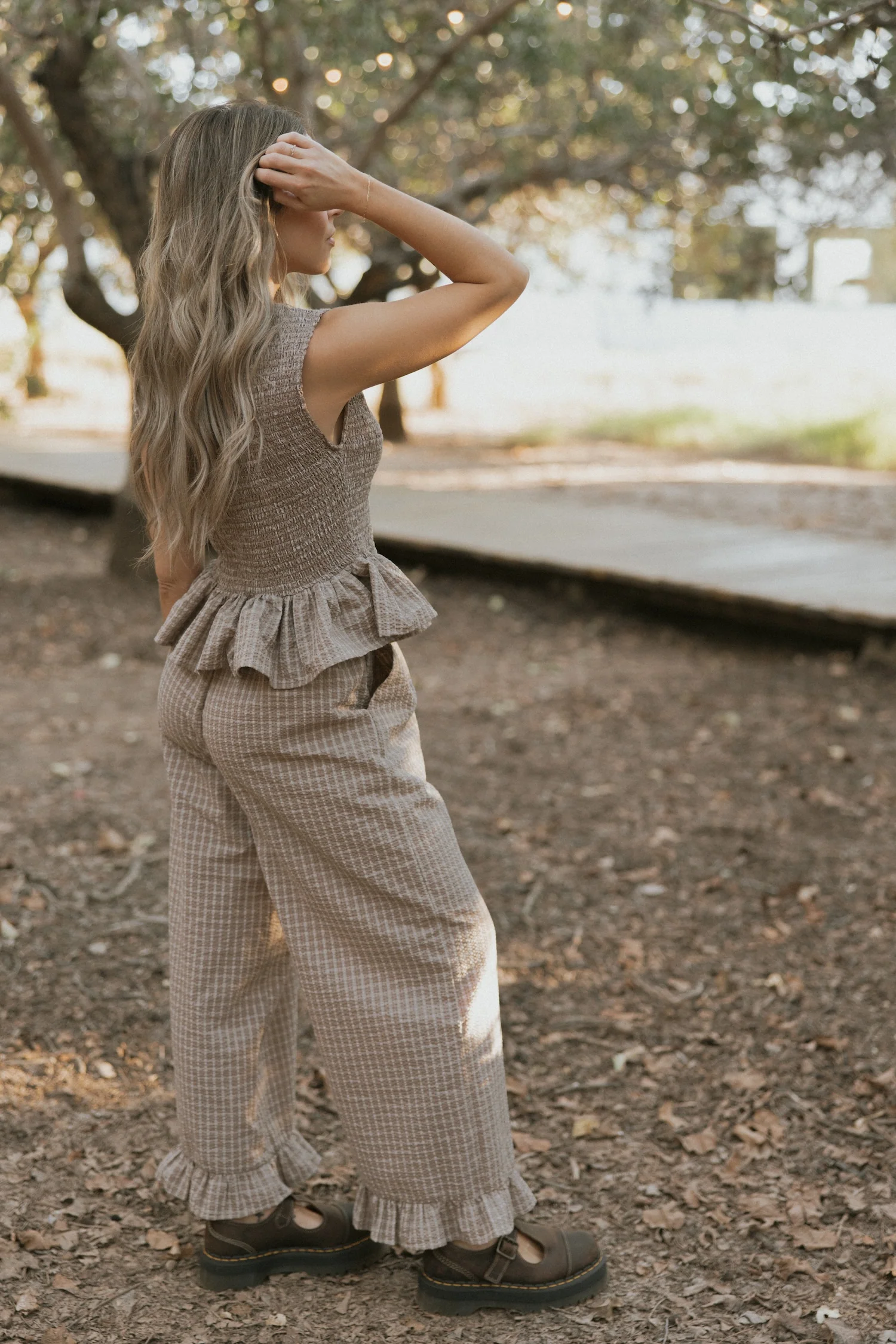 Nova Pants in Cocoa | Plaid Wide Leg Pants - Image 6