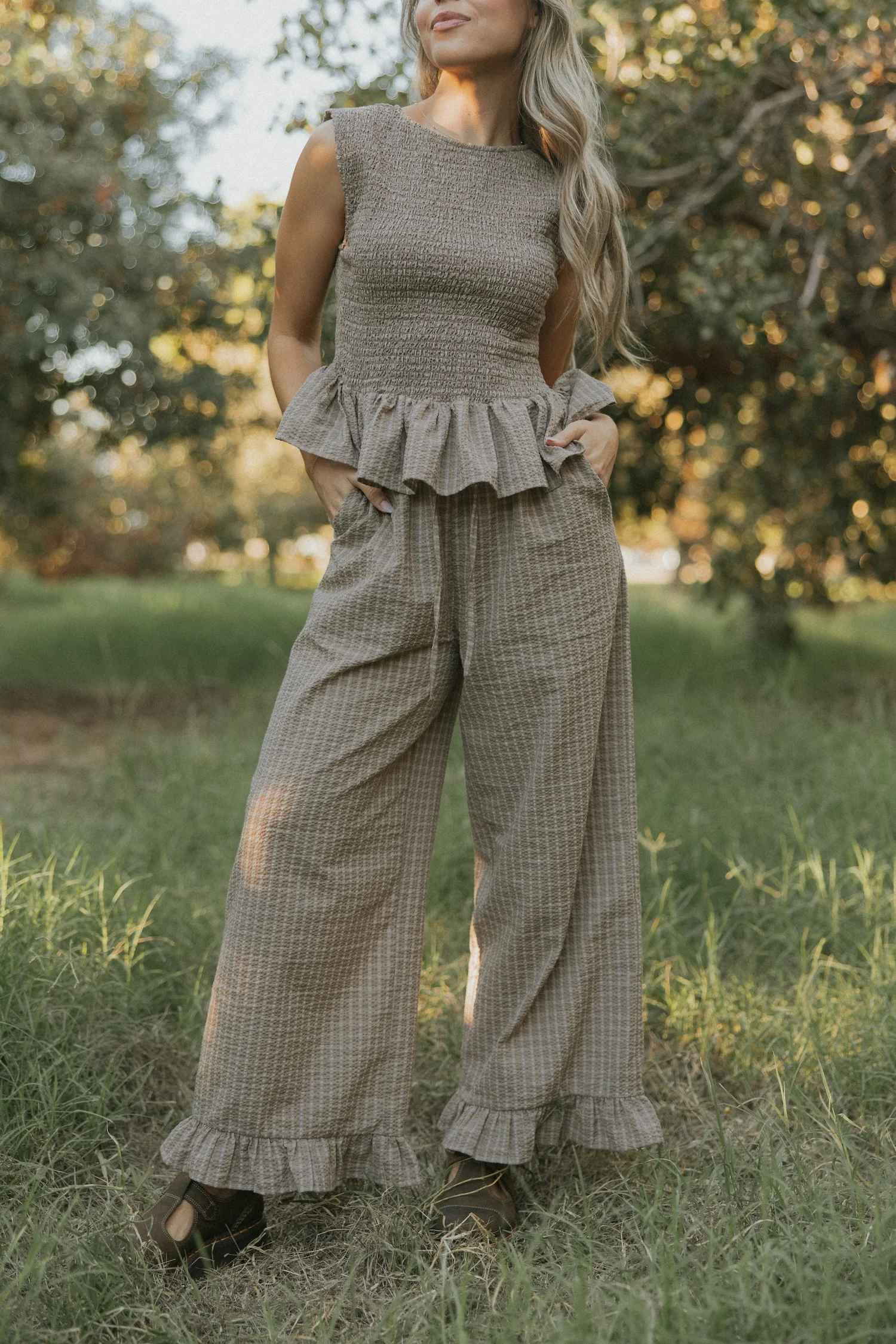 Nova Pants in Cocoa | Plaid Wide Leg Pants - Image 7