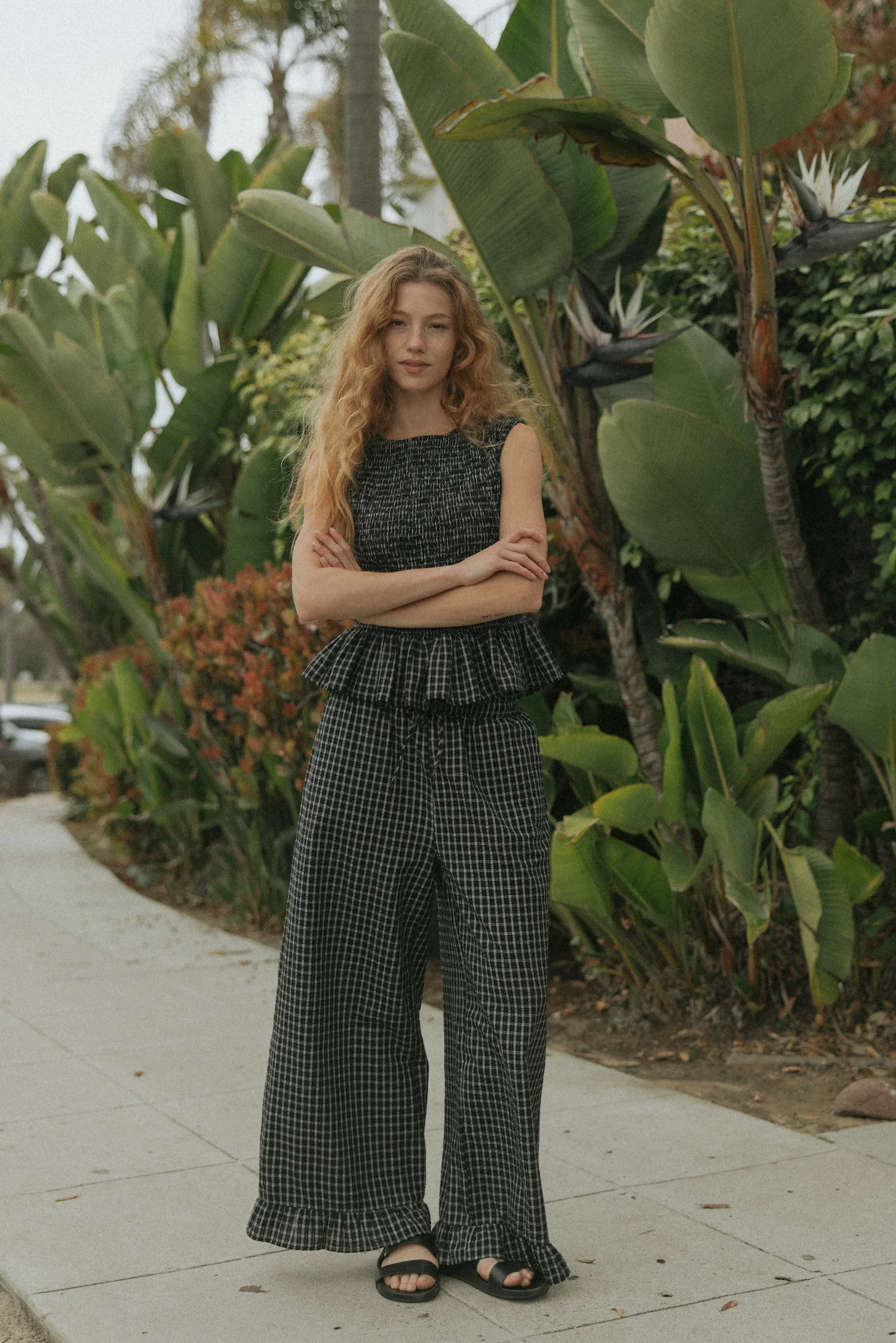 Nova Pants in Obsidian | Plaid Wide Leg Pants - Image 3