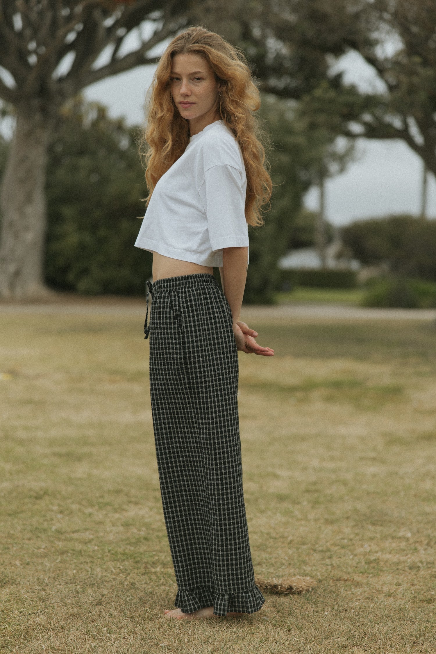 Nova Pants in Obsidian | Plaid Wide Leg Pants - Image 4