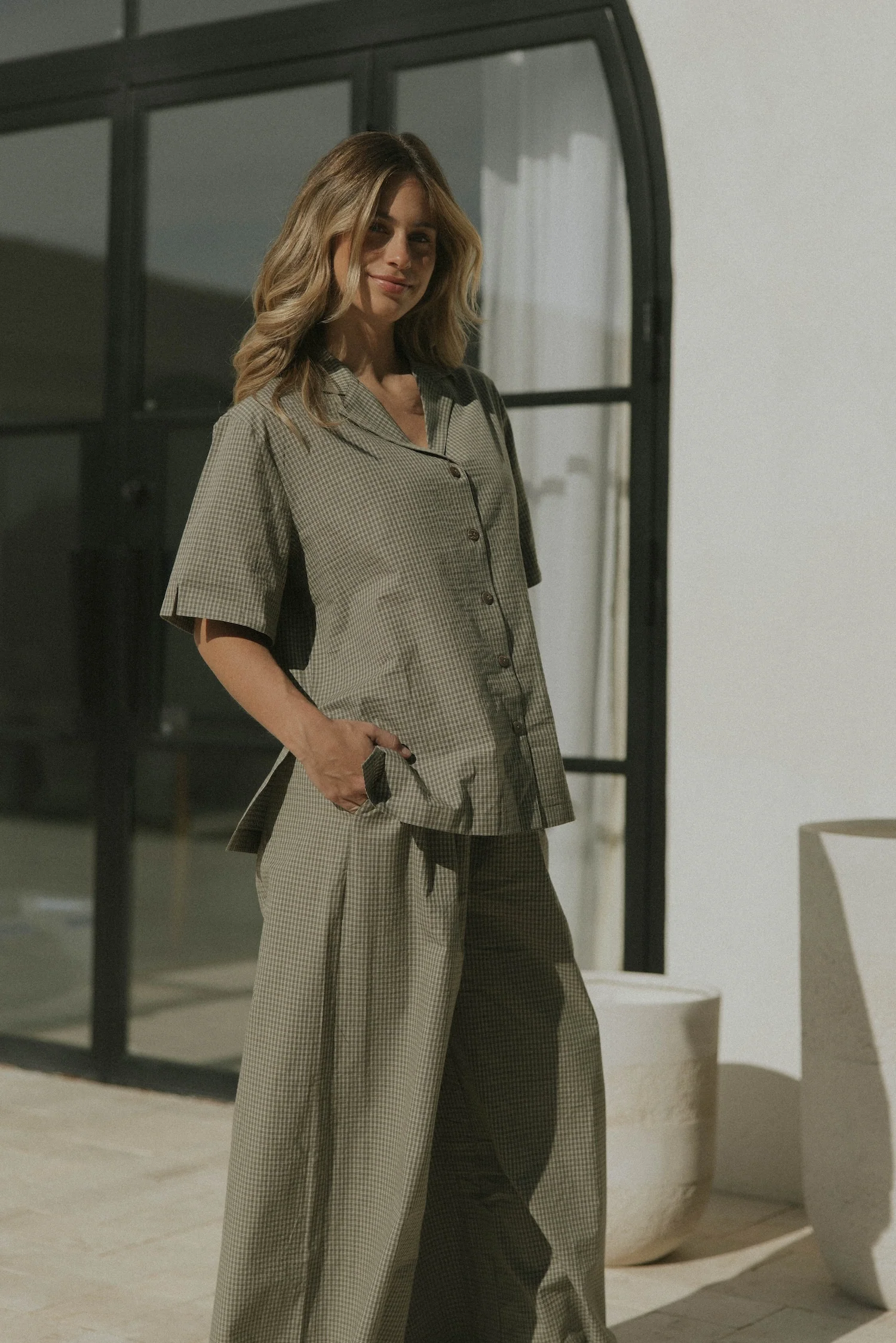 Penelope Bottoms in Cedar | Women's Plaid Wide Leg Pants - Image 7