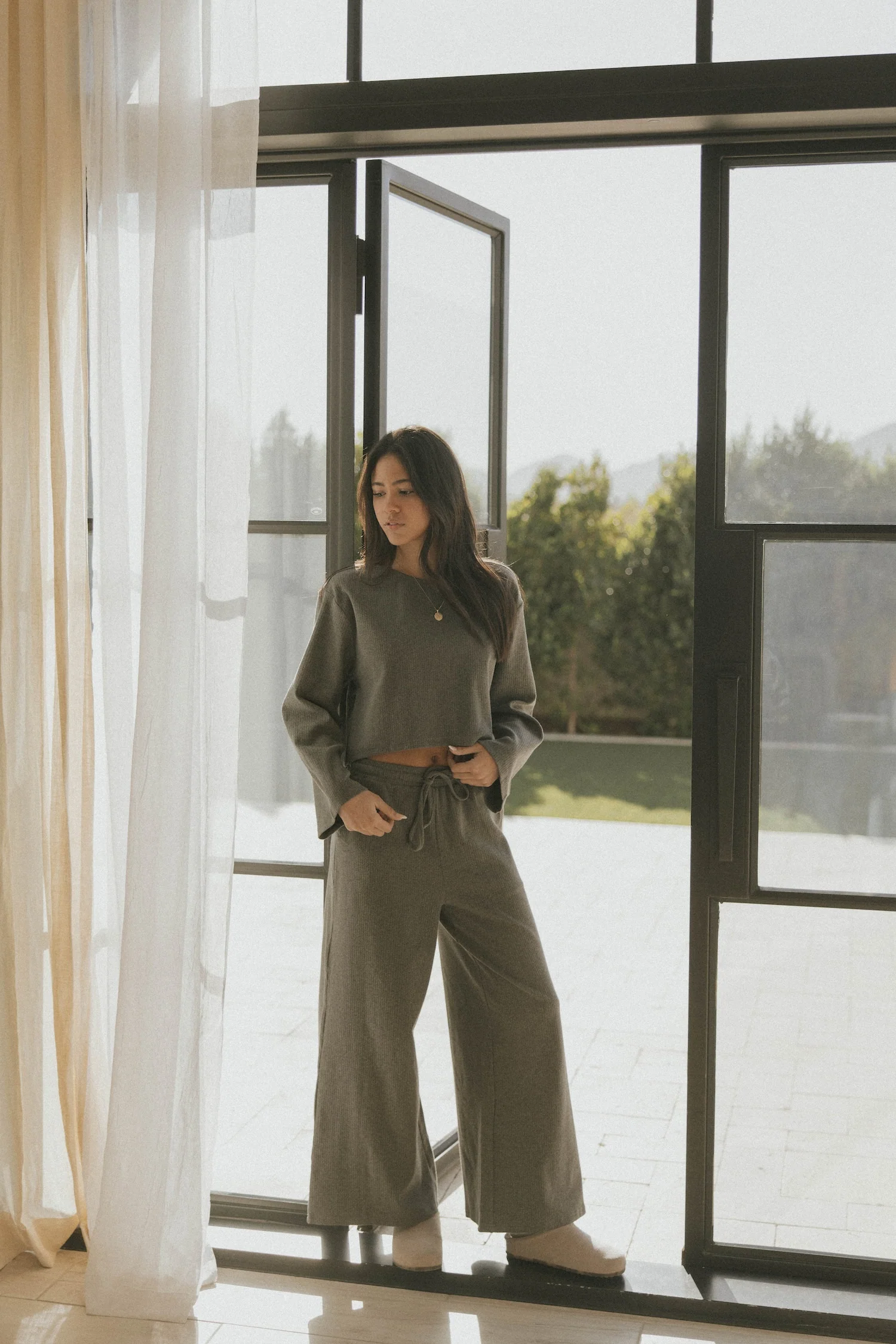 Zoe Thermal Ribbed Pant | Charcoal - Image 3